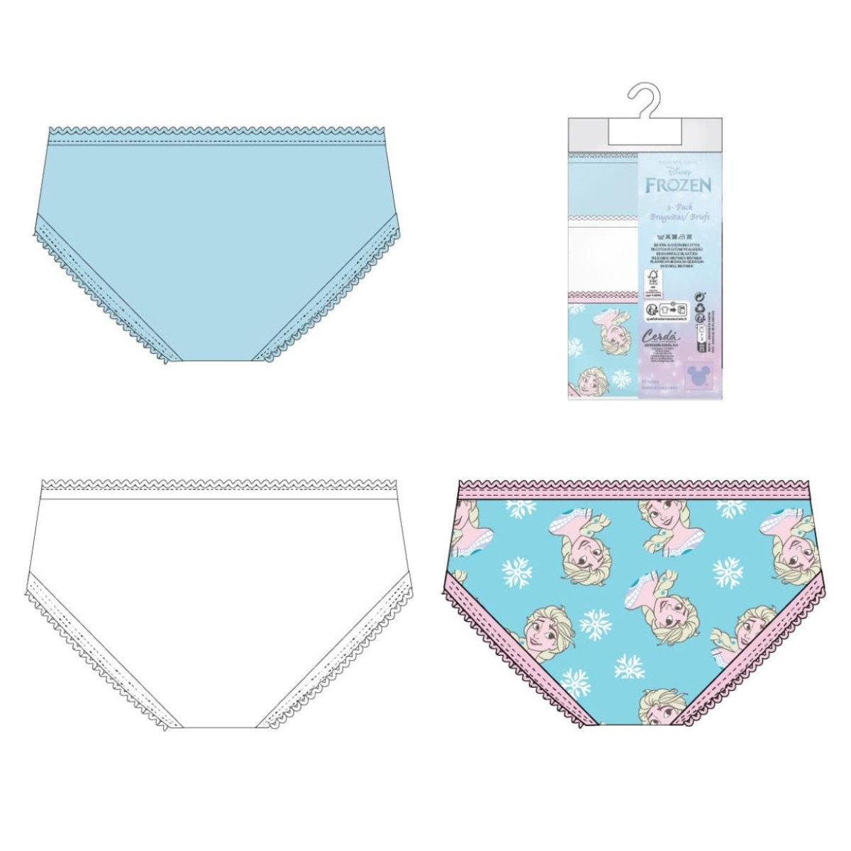 Disney Frozen Formslip Mädchen Unterwäsche Set 3 teilig 100% Baumwolle (3-St)
