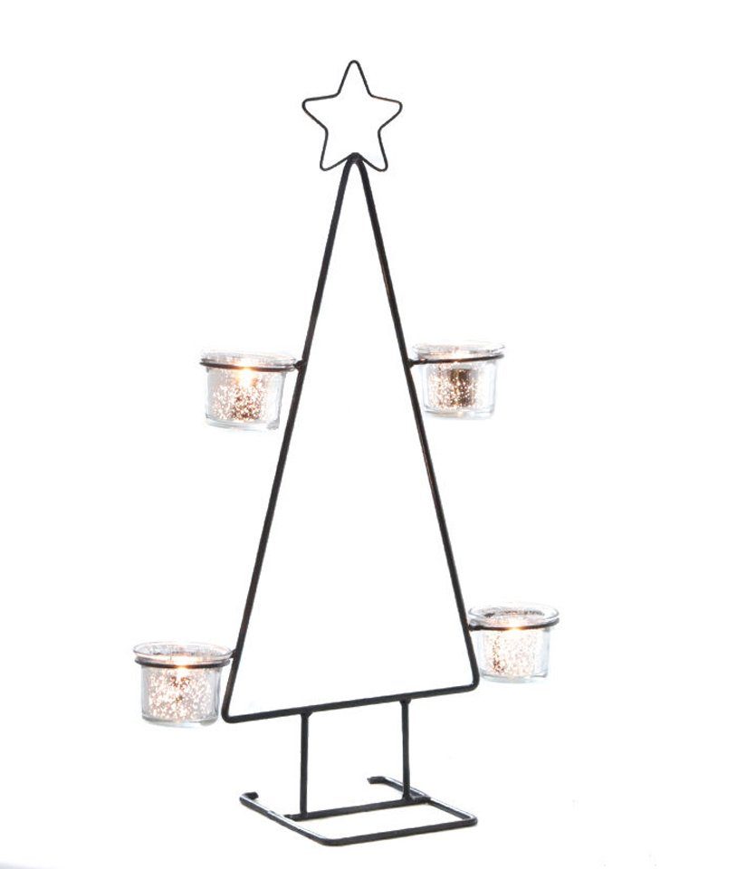 Spetebo Christbaumständer Teelichthalter Tannenbaum schwarz