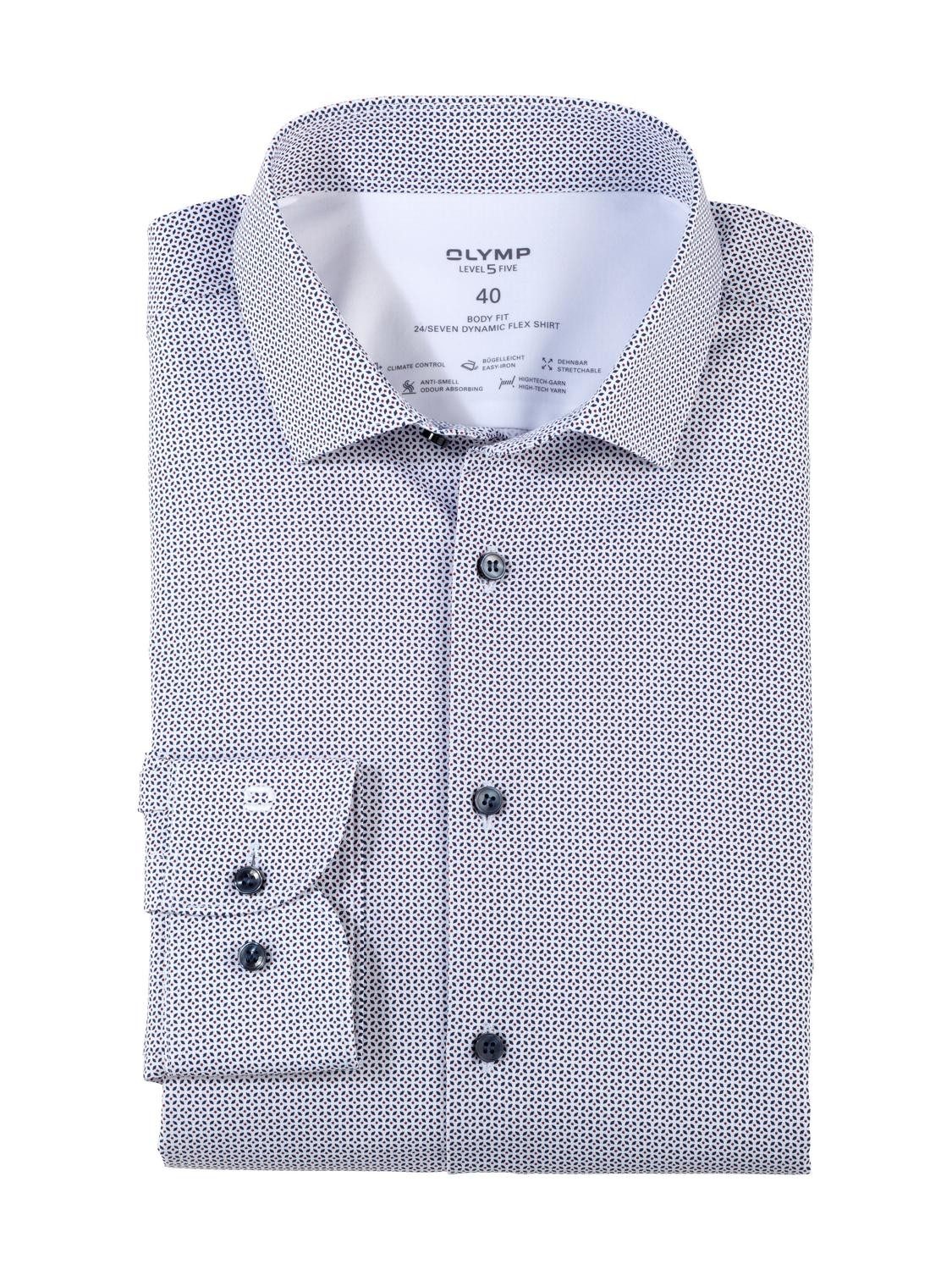 OLYMP Hemd Level 5 24/Seven Muster Blau - Größe 40 günstig online kaufen