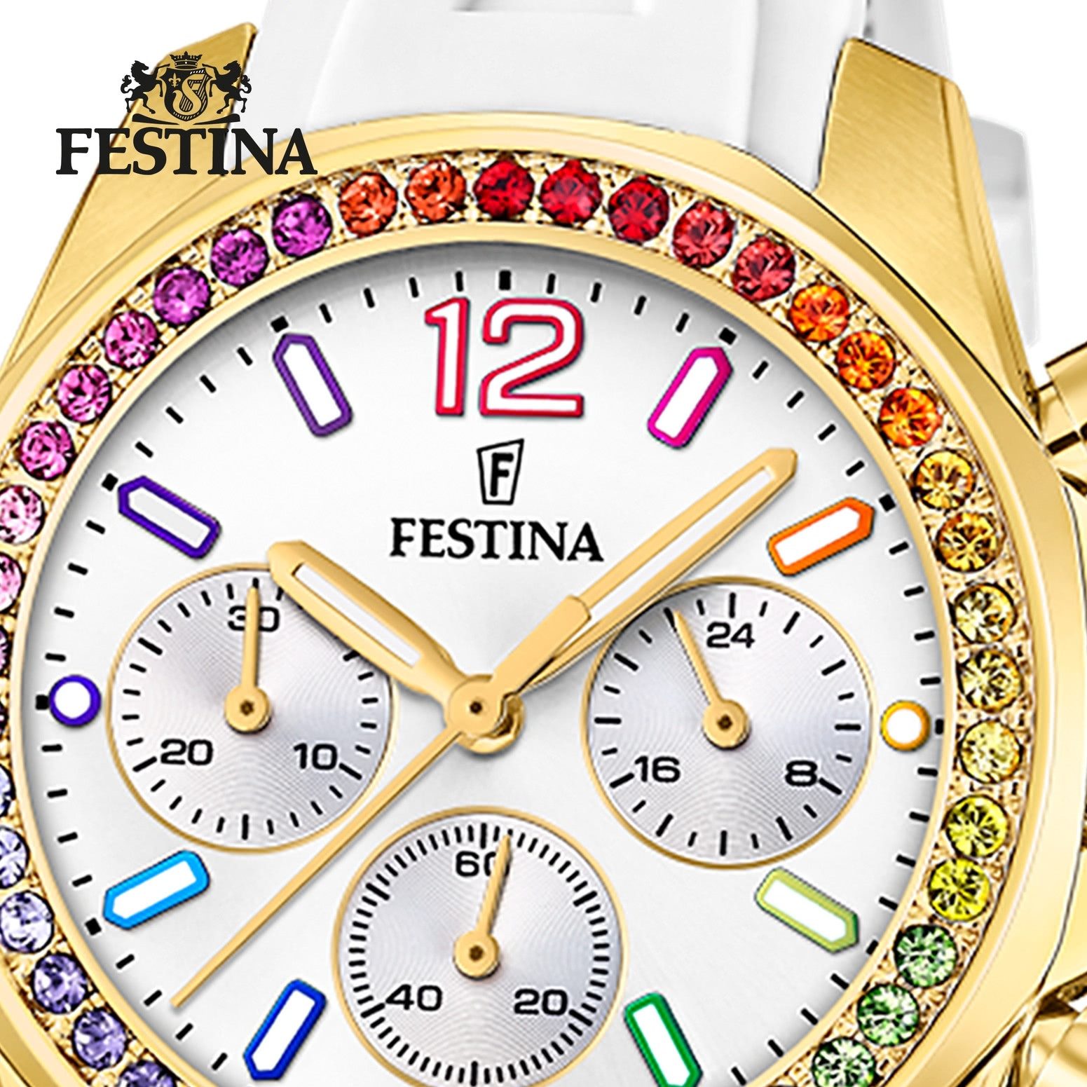 Festina Digitaluhr Festina Damenuhr PU weiß Festina, (Analoguhr), Damen Armbanduhr rund, PUarmband weiß, Casual