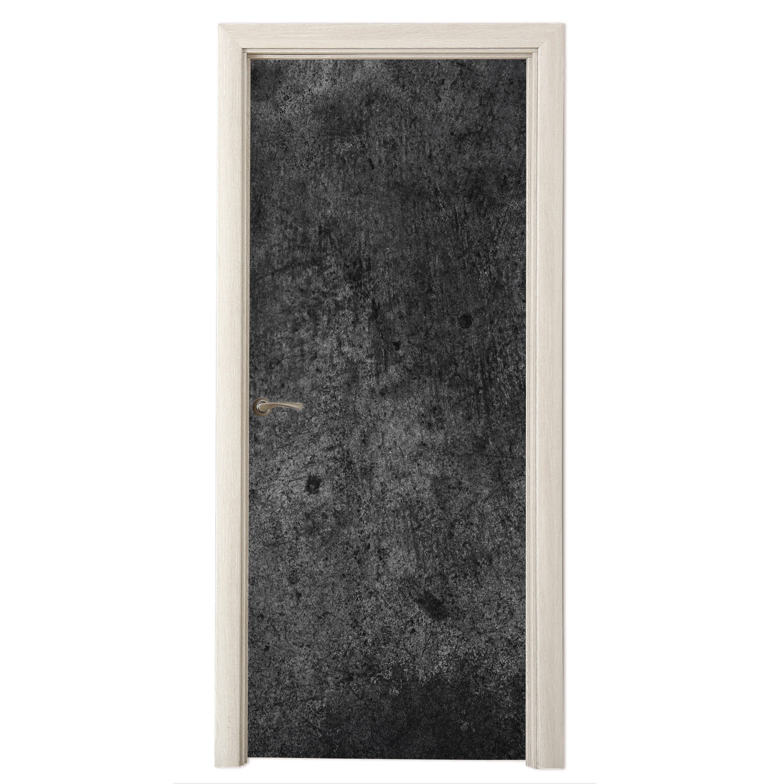 MuchoWow Türtapete Beton - Strukturiert - Retro - Schwarz - Grau - Rustikal, Matt, bedruckt, (1 St), Selbstklebende Tapete, Folie für Möbel, 70x215 cm