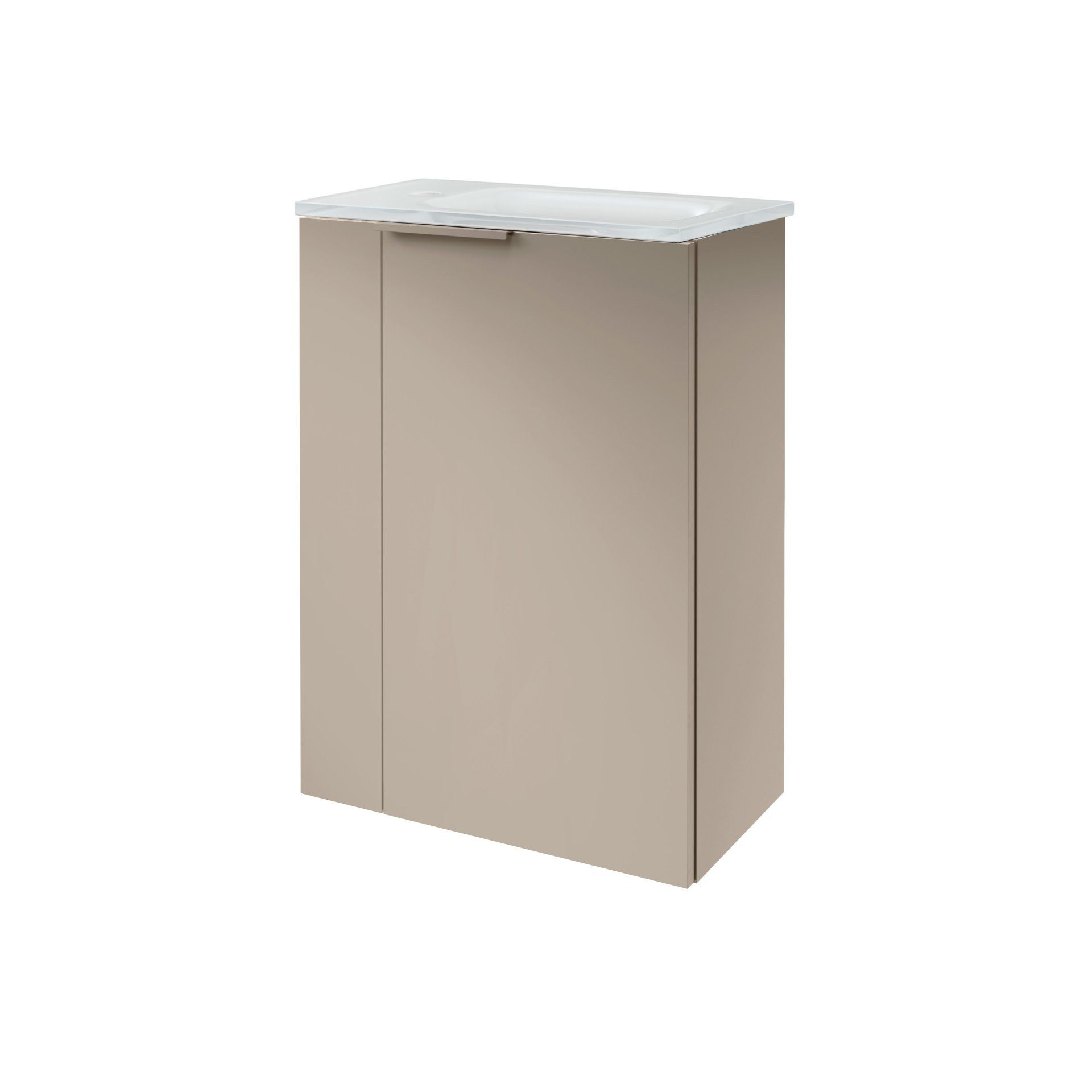 FACKELMANN Badmöbel-Set Gäste WC Waschtisch Set – Glaswaschbecken, Waschtischunterschrank