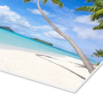 Posterlounge Forex-Bild Jan Christopher Becke, Weißer Strand mit Palmen, Tahiti, Französisch Polynesien, Wohnzimmer Maritim Fotografie