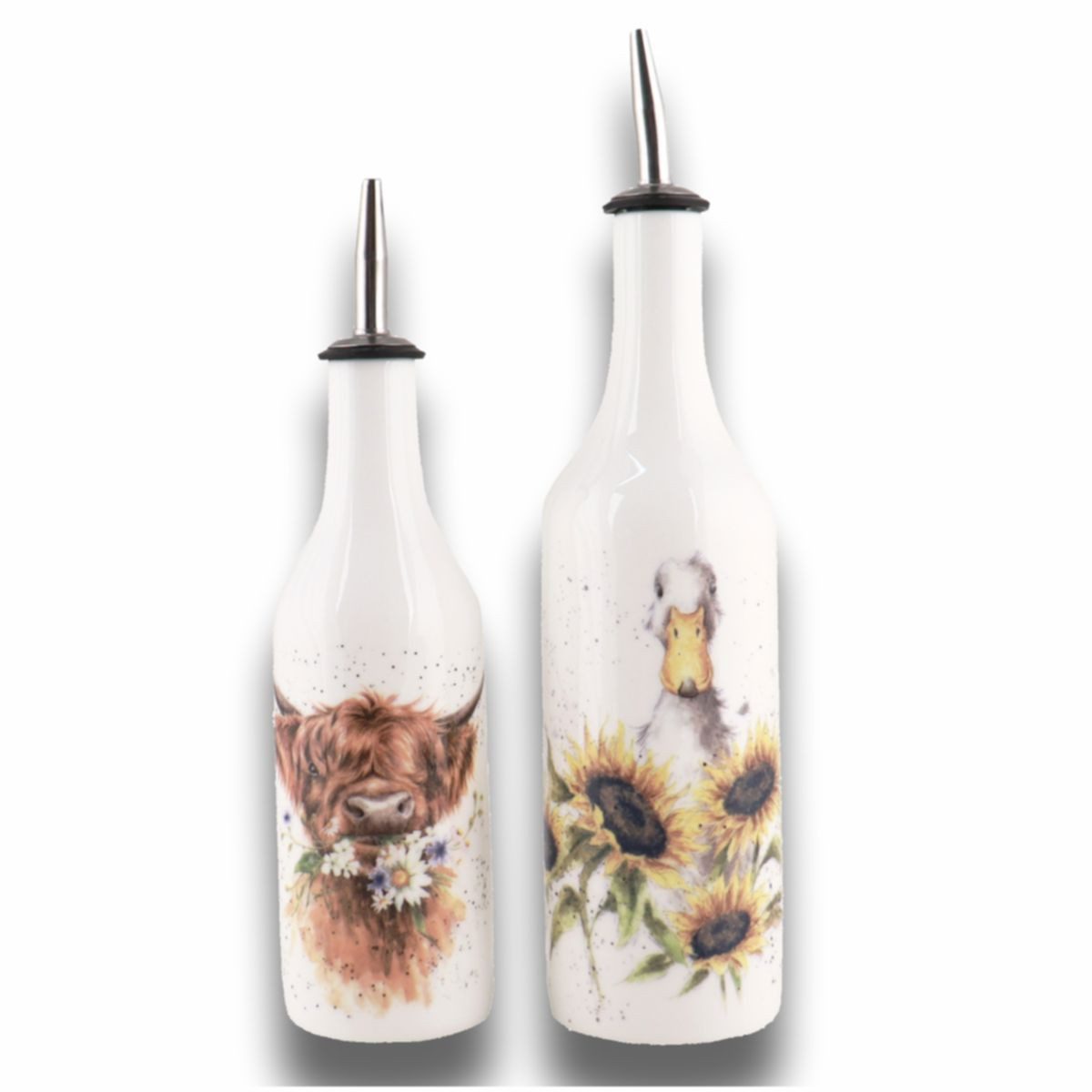 Wrendale Essigspender Wrendale Designs Porzellan 2er Set Essig & Öl Highland Kuh & Ente, (Stück)