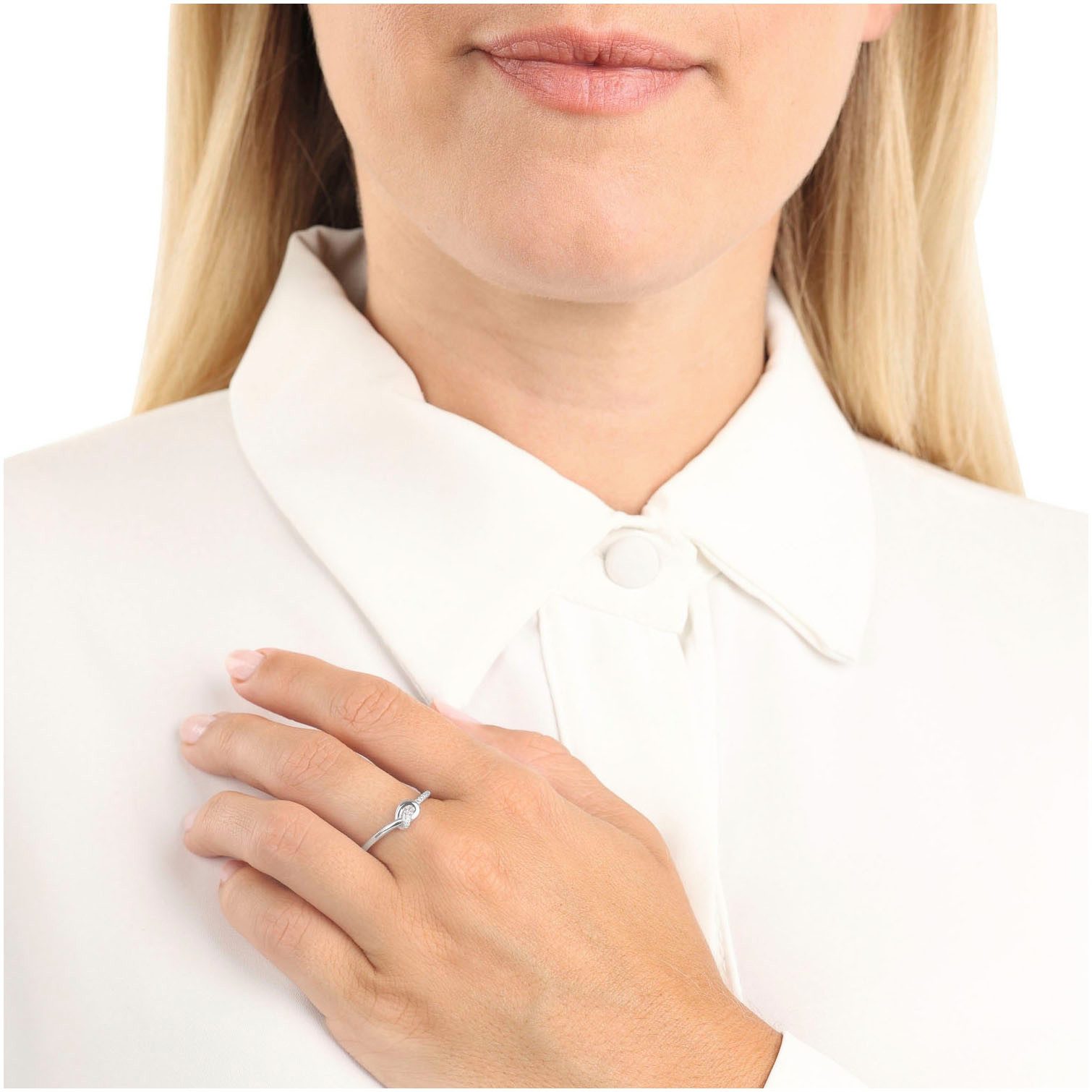 Amor Fingerring Knoten-Optik, mit Zirkonia (synth)