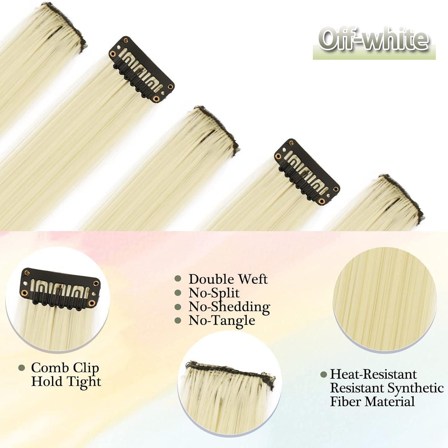 LuxusKollektion Kunsthaar-Extension Haarverlängerungen Clipin 55cm Bunt 12Stück Haarsträhnen Blond