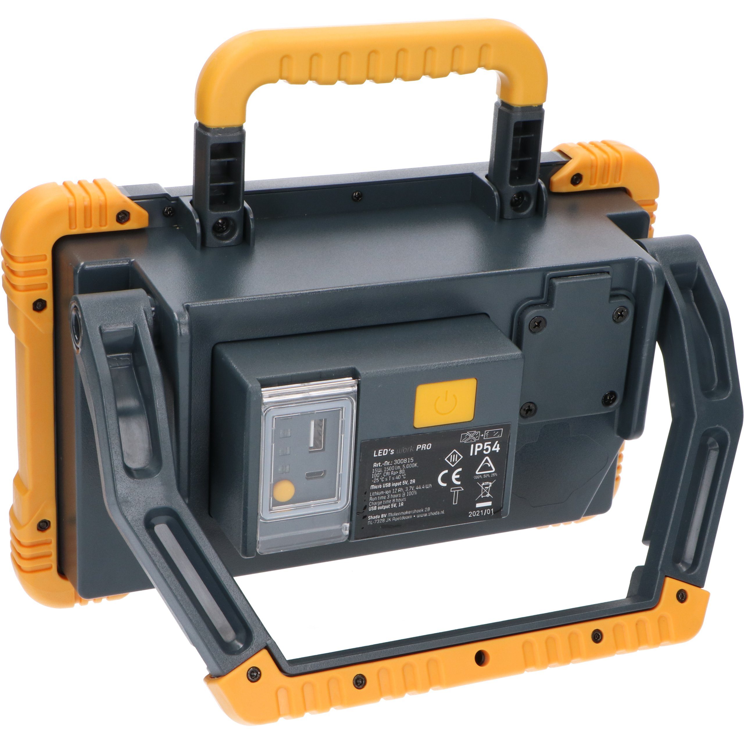 LED's work LED Arbeitsleuchte 0300815 Akku LED-Bauleuchte, LED, 15W dimmbar 1.500lm IK08 USB-Powerbank