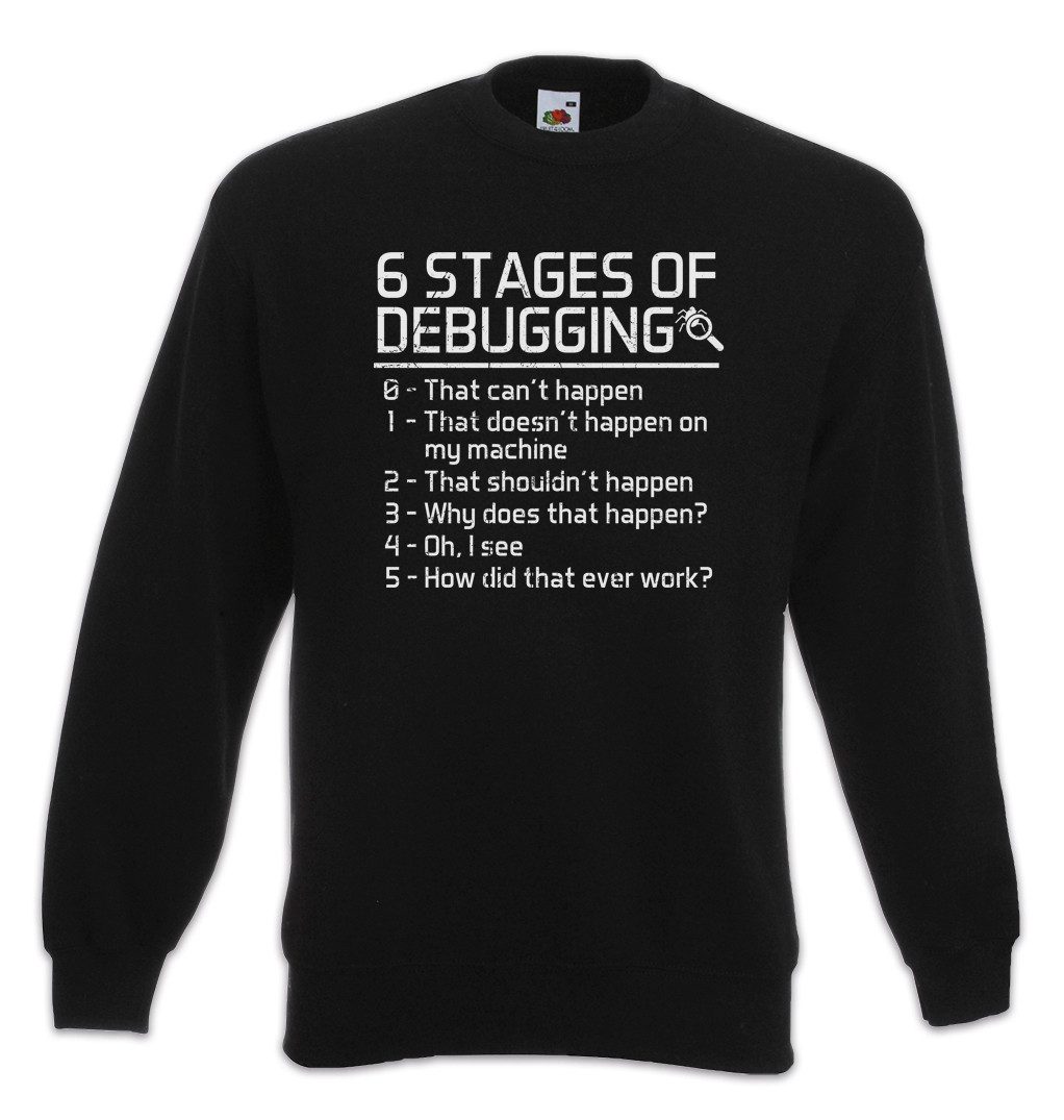 Sweatshirt 6 Stages of Debugging Sweatshirt Fun Geek Nerd Internet Informatiker