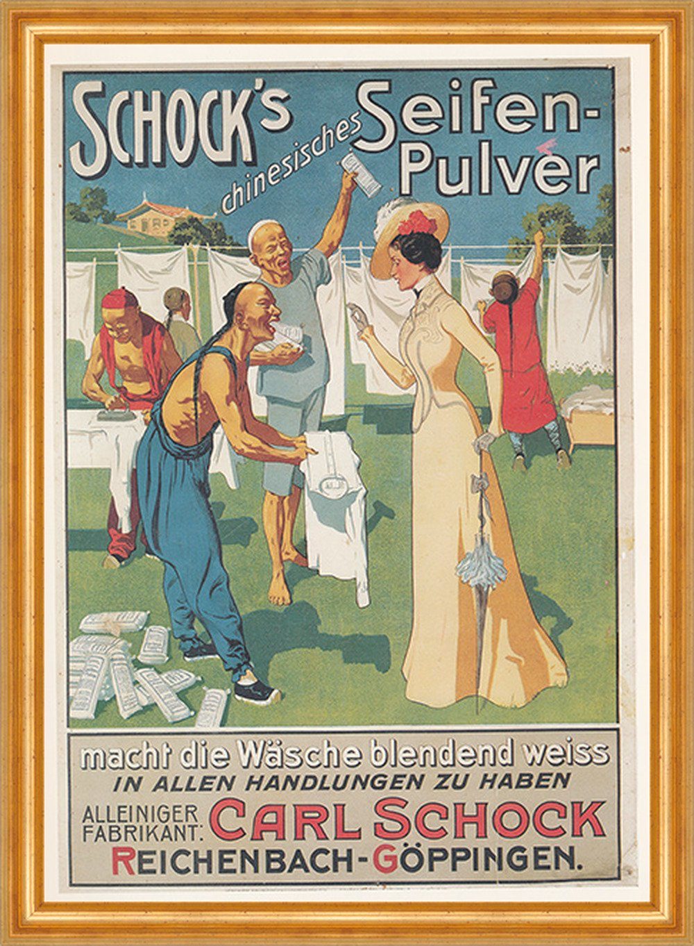 Kunstdruck Carl Schock Seifen Pulver Göppingen Wäsche Werbung 023 Gerahmt