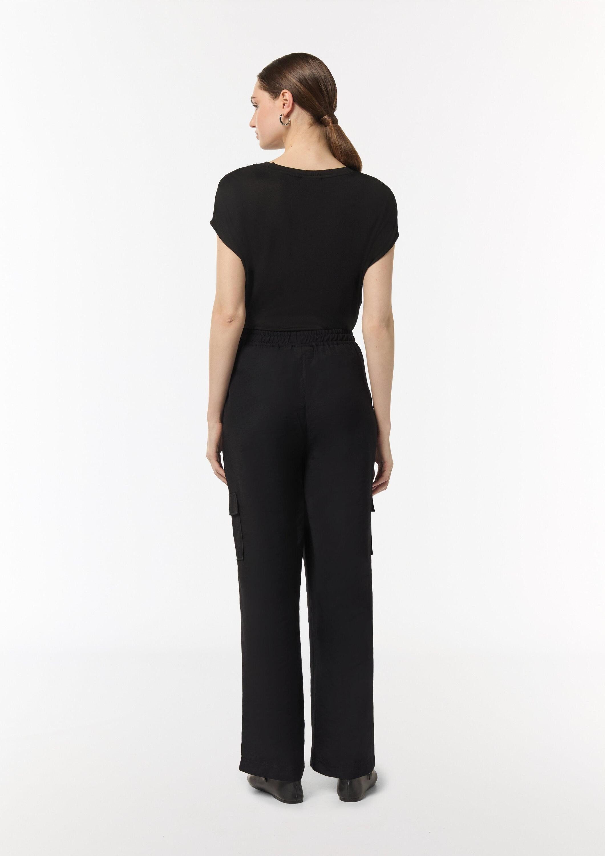 comma Chinos Hose Wide-Leg-Hose mit Cargotaschen