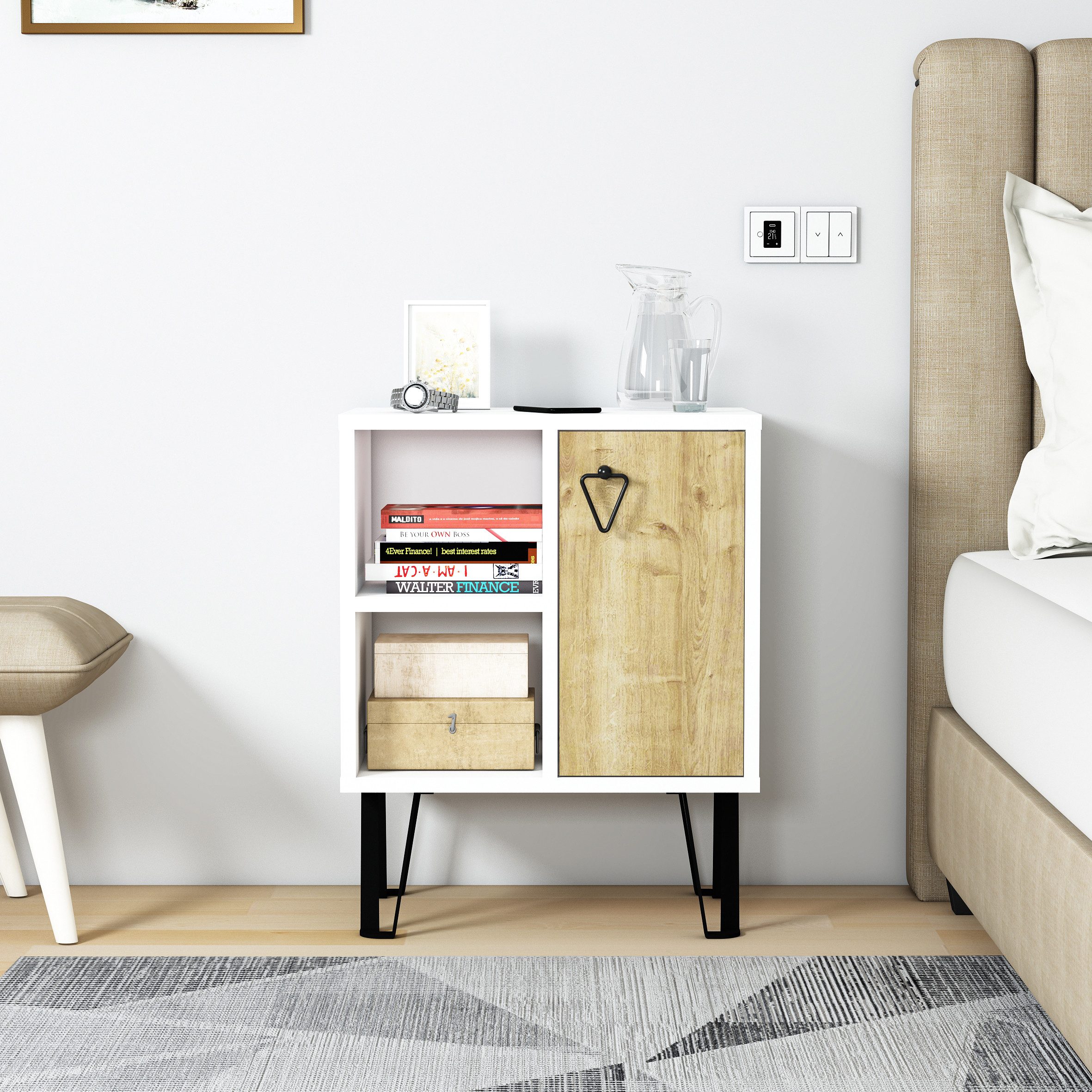 DEMA Home Nachttisch Neptun, Nightstand aus Holzwerkstoff 63x50 (Elegant)