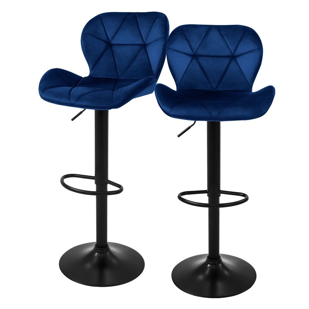 ML-DESIGN Высокие табуреты Gepolsterter Barstuhl mit Rückenlehne und Fußstütze, 360° drehbar (2 St), Bistrohocker aus Samt, Blau, Drehstuhl Табуретки Tresenhocker