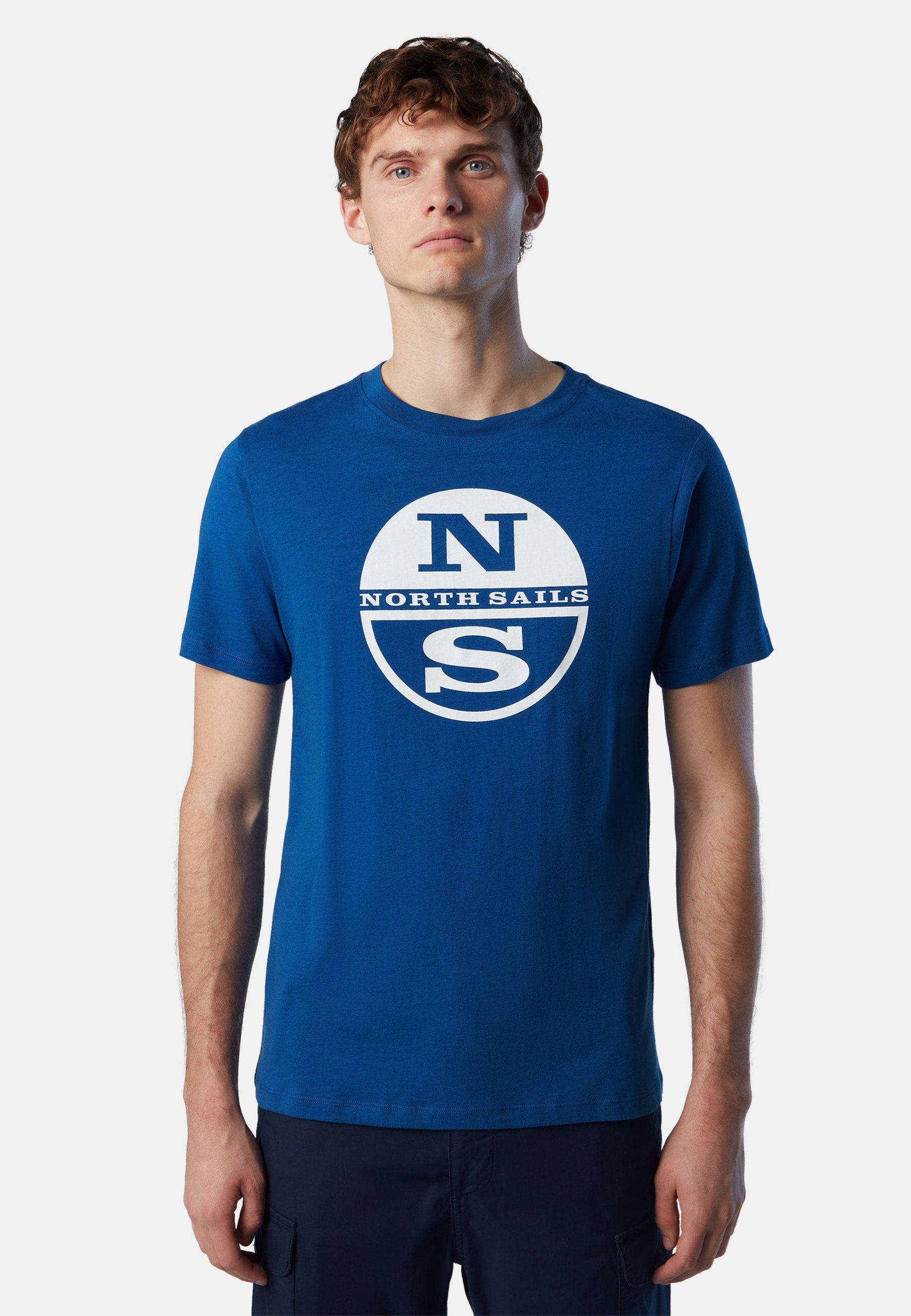 Maxi-Logo-Aufdruck mit T-Shirt klassischem Sails BLUE mit Design T-Shirt North BRIGHT