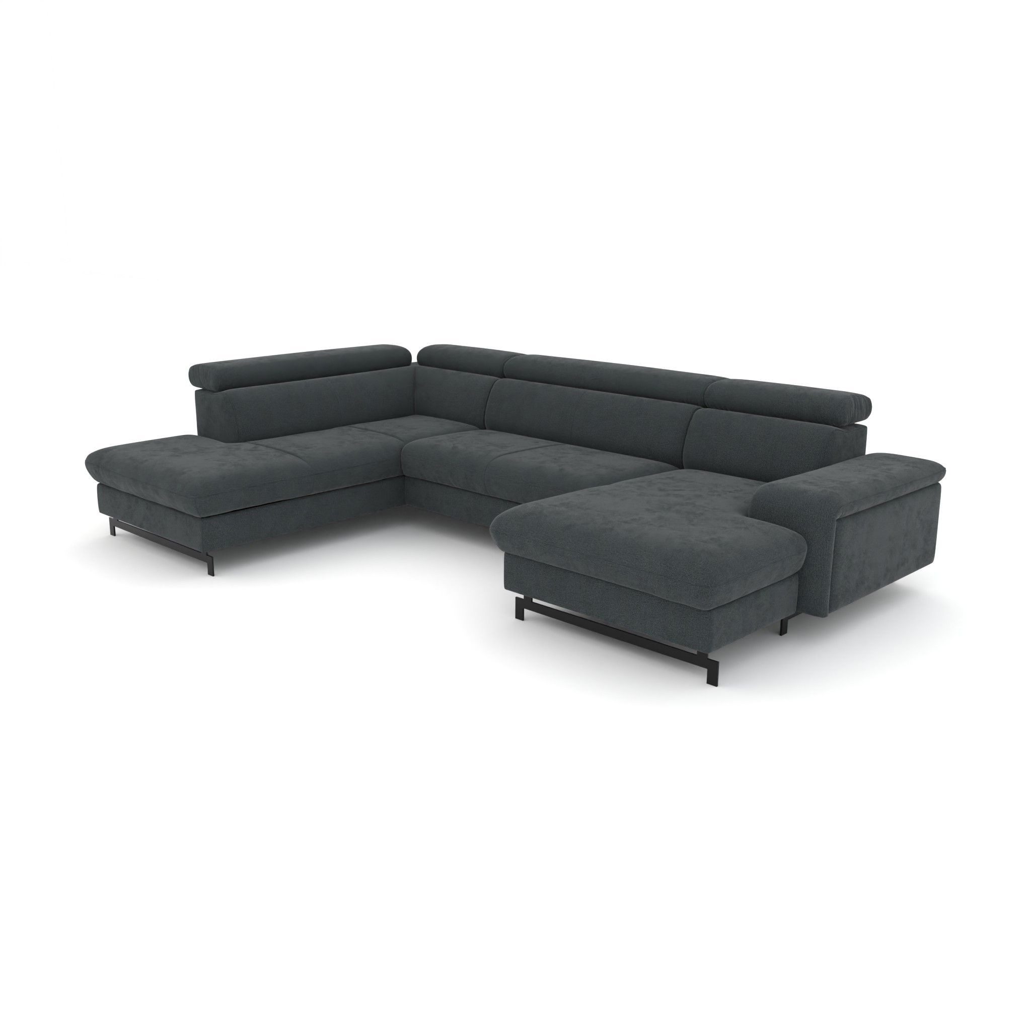 foamnova Wohnlandschaft Vaasa mit verstellbaren Kopfstützen, B 328 cm, Skandinavisch klar, Metallkufen, 6 Sitzplätze