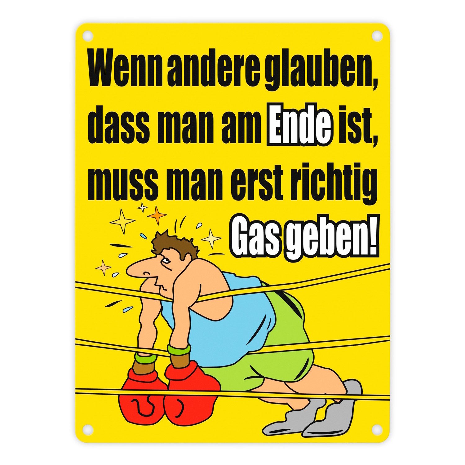 Metallschild Boxer Metallschild in 15x20 cm in gelb zum Thema Motivation