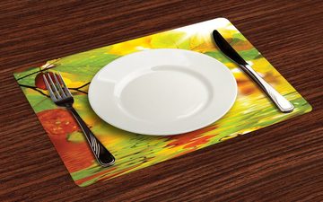 Platzset, Waschbare Stoff Esszimmer Küche Tischdekorations Digitaldruck, Abakuhaus, (4-teilig, 4 Teilig-St., Set aus 4x), Bunt Bunte Blätter Foto