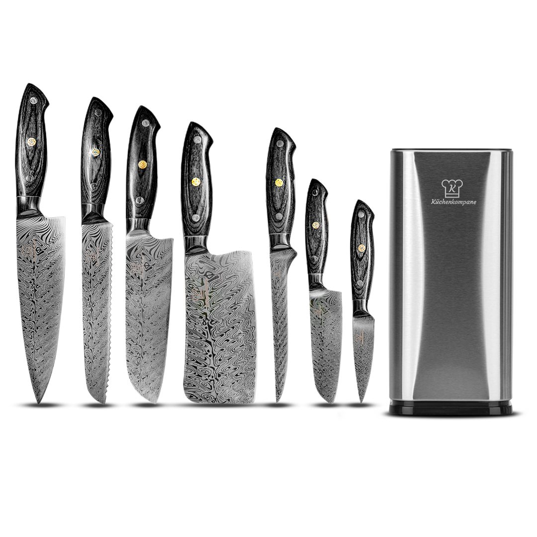 Küchenkompane Messer-Set Messerset mit Edelstahl Messerblock 9-teiliges Set Kumai - rostfrei (2-tlg)