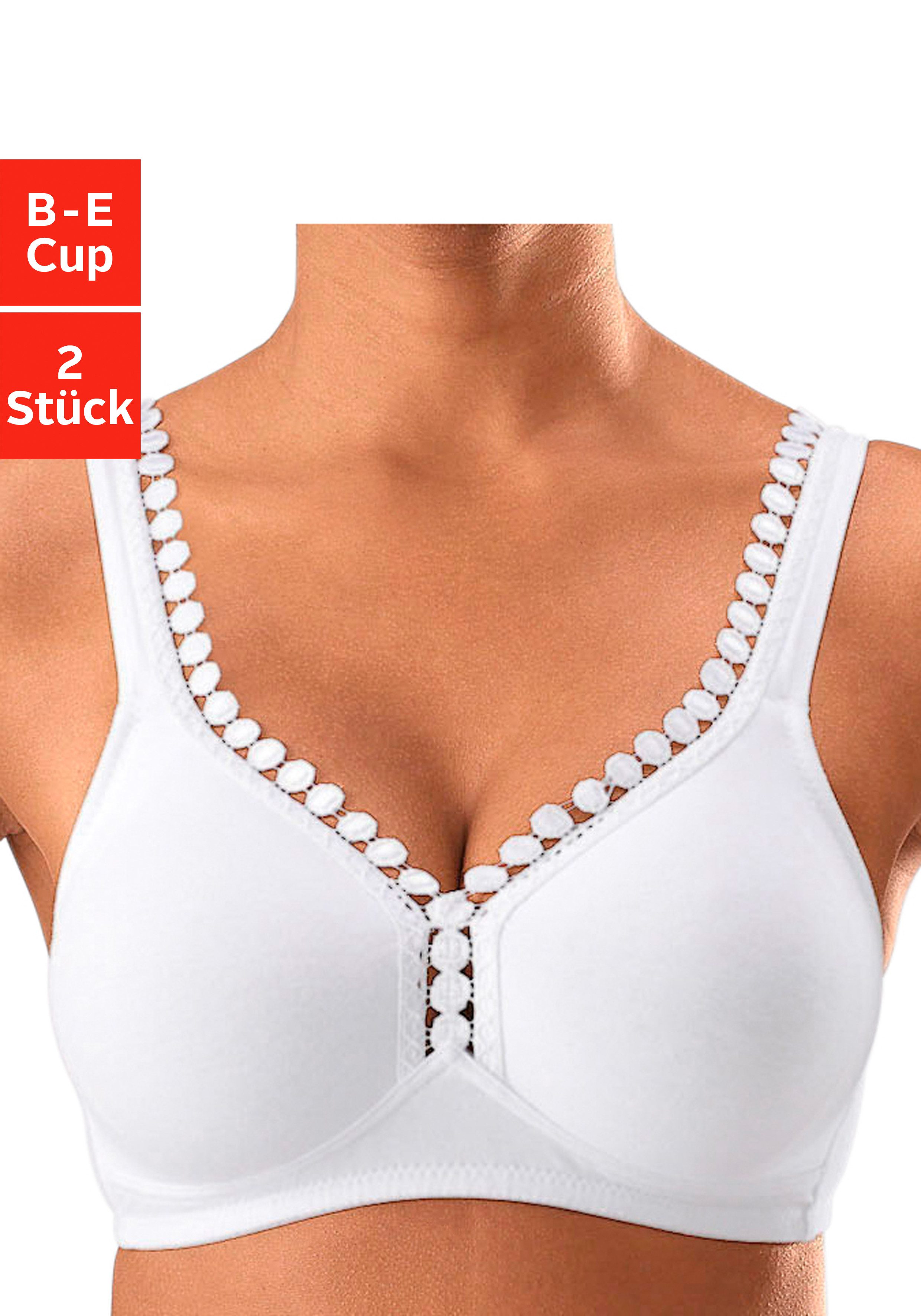 petite fleur by Lascana Soft-BH, BH ohne Bügel, Baumwoll-BH (Packung, 2 Stück) große Größen, bequemer BH