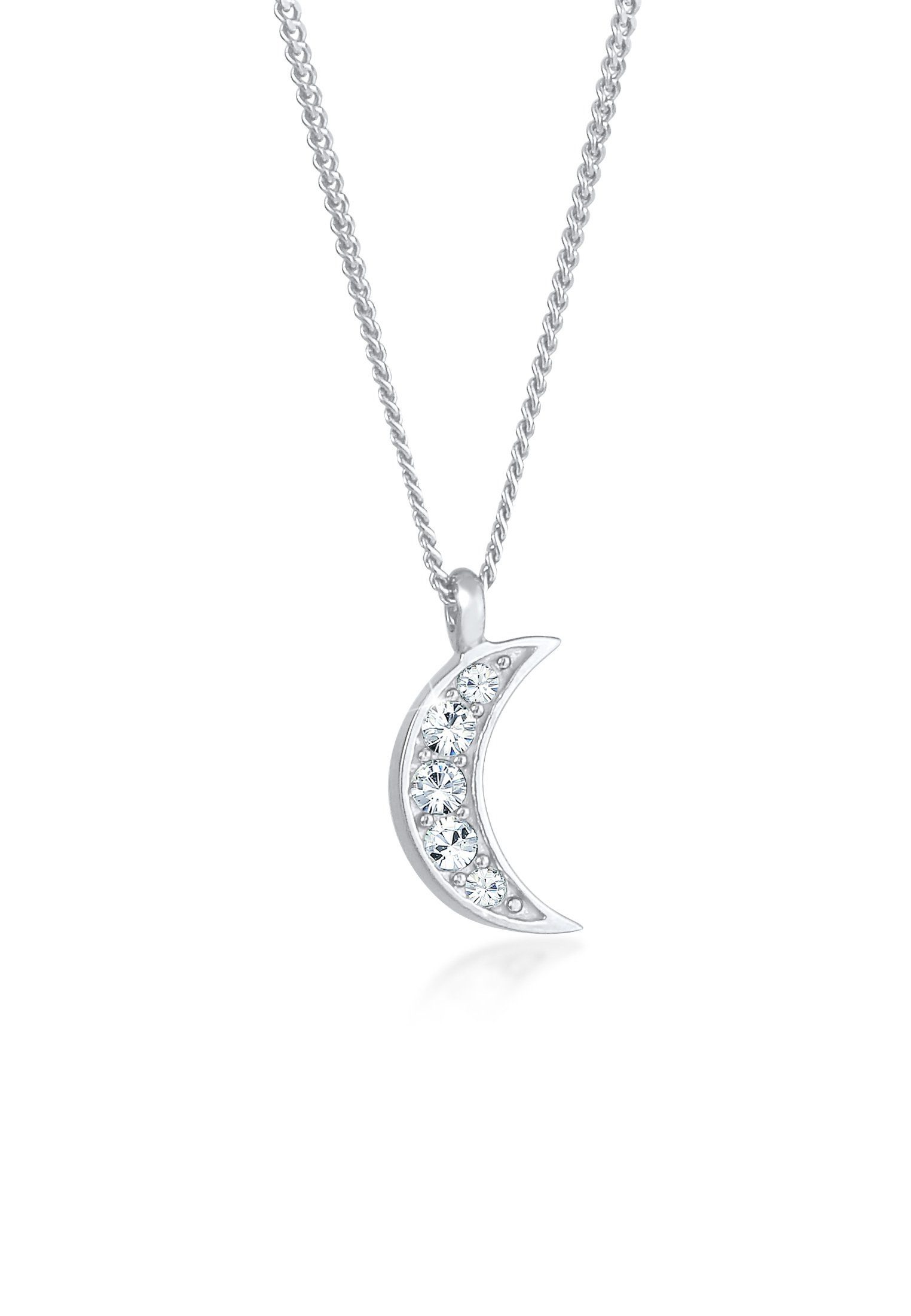 Kette mit Anhänger Halbmond Astro 925 Silber, mit Kristallen von Swarovski®
