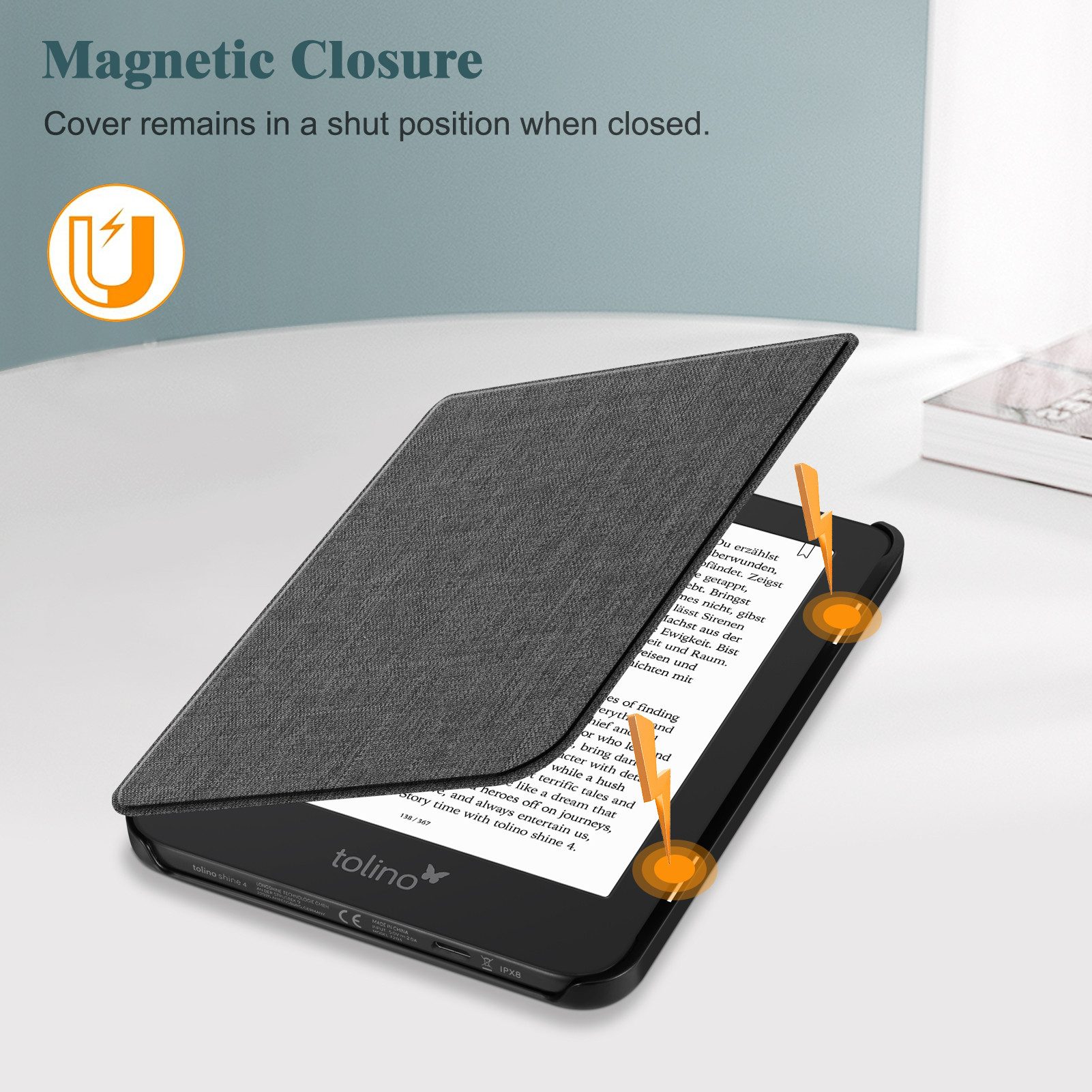 Fintie E-Reader-Hülle für Tolino Shine Color/Shine 5(2024)&Kobo Clara Colour/Clara BW(2024), Ultradünn Hülle mit Auto Schlaf/Wach und Magnetverschluss – Bild 4 von 5