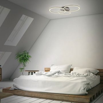 B.K.Licht Deckenleuchte LED-FRAME Deckenlampe dimmbar ultra-flach Metall Matt-Nickel BKL1527, Dimmfunktion, LED fest integriert, Farbwechsler, Kaltweiß, Neutralweiß, Warmweiß, CCT 3000-6500K warmweiß-kaltweiß 40W 4400lm Fernbedienung Timer Memory