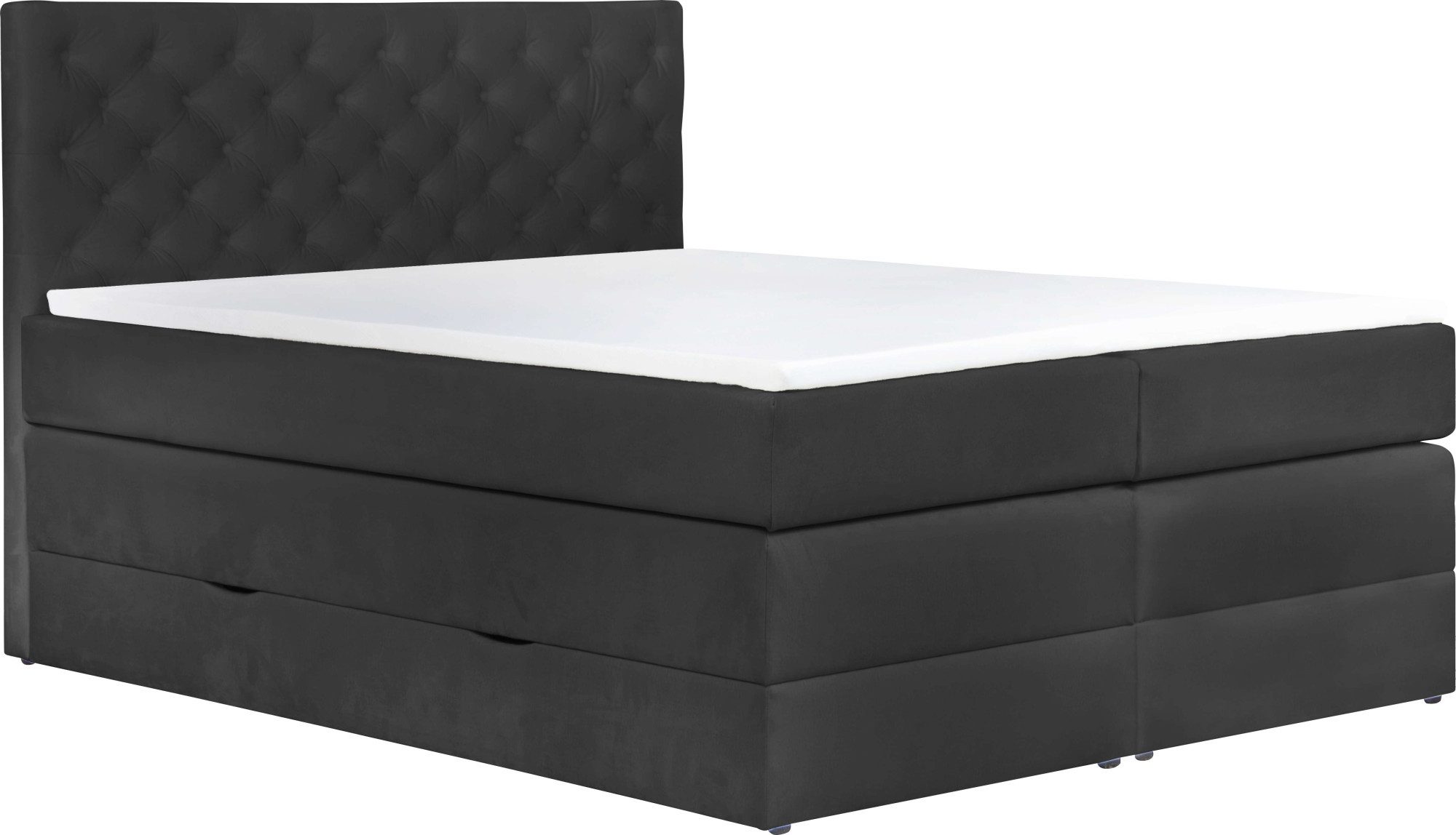 Home affaire Boxspringbett SELJORD mit Bettkasten, Matratze und Topper, Breite 160 oder 180 cm, Bonnell- oder Taschenfederkernmatratze (H2, H3, H4), mit Knopfheftung