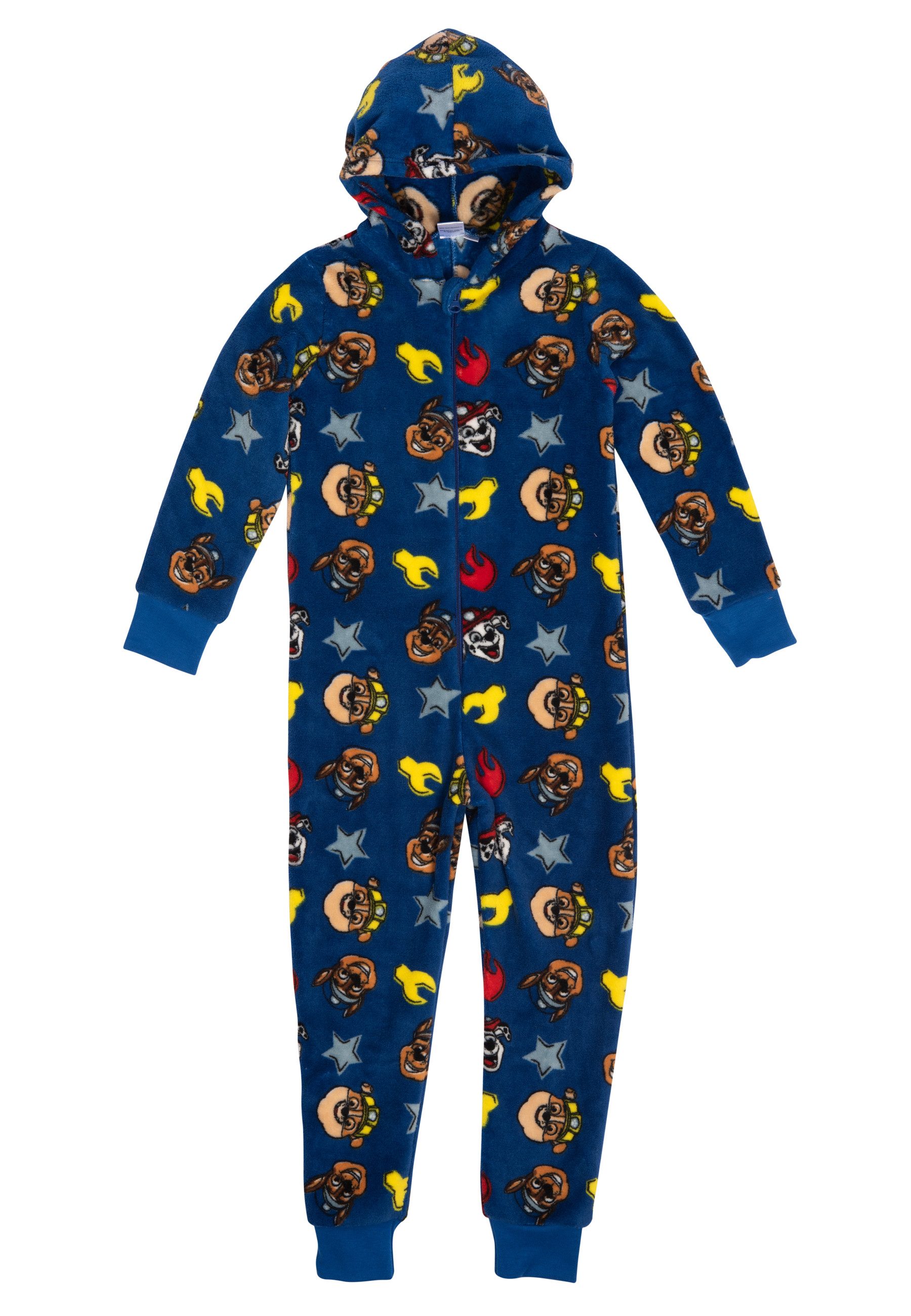 United Labels® Jumpsuit Paw Patrol - Wappen und Puppies all over - mit Kapuze, Reißverschluss