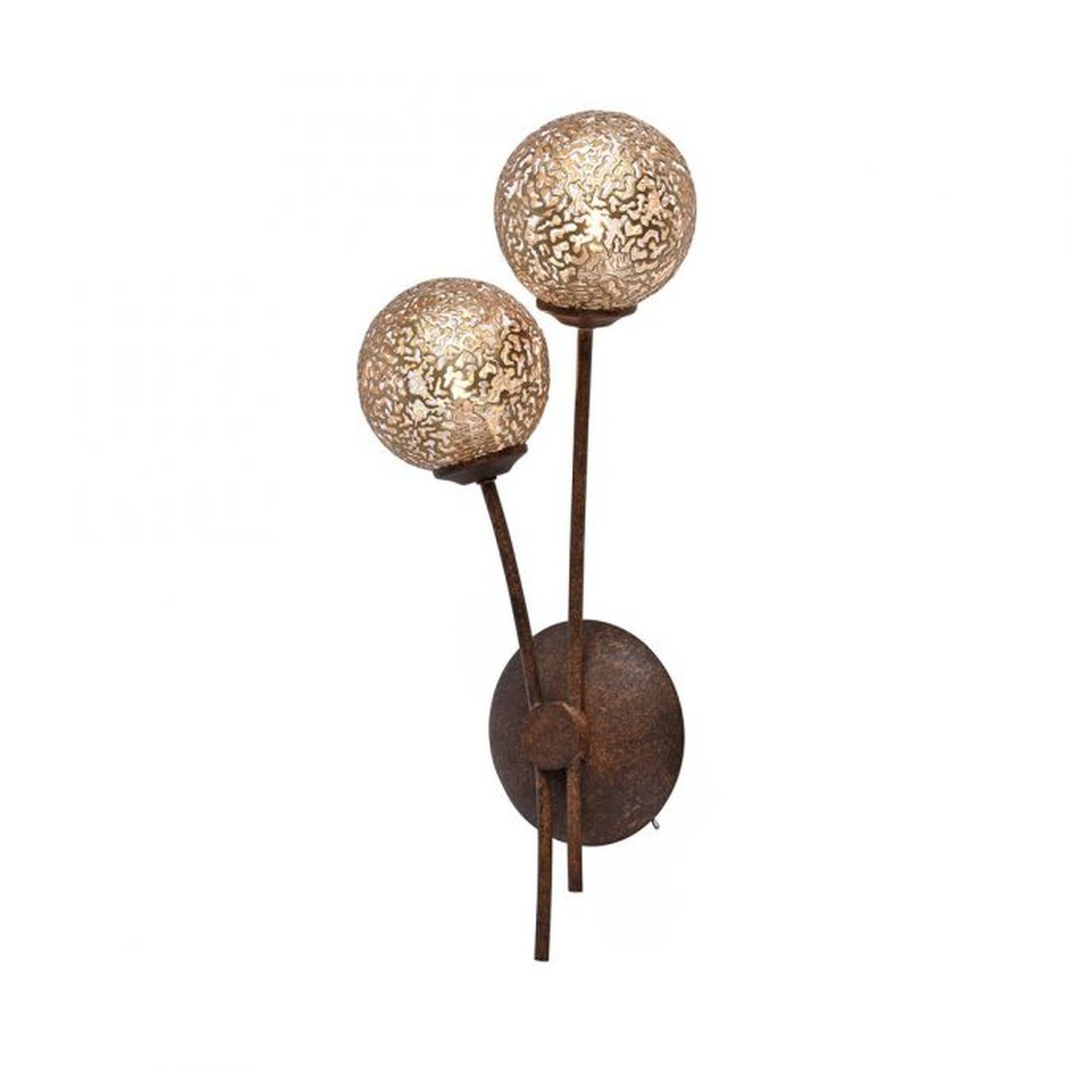 Licht-Erlebnisse Wandleuchte DISSY, ohne Leuchtmittel, Metall G9 44 cm hoch mit Schalter in Rostbraun Gold 2-flammig