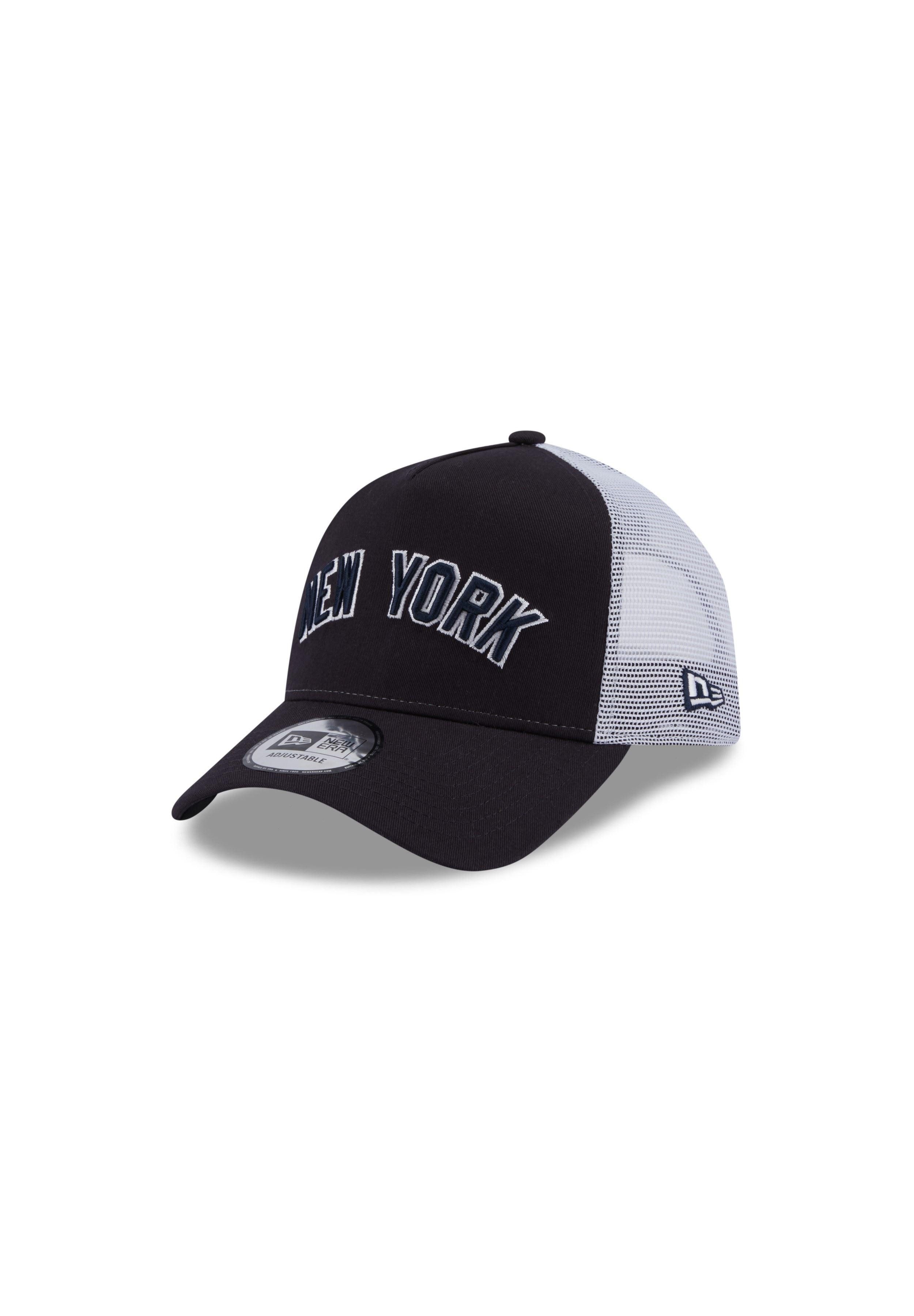 Baseball Cap New York Yankees MLB Team Script Navy White A-Frame Adjustable Trucker