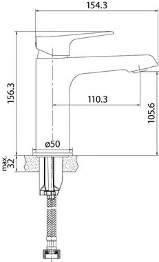 aquaSu Waschtischarmatur Saru Wasserspar-Mischdüse, Standmontage, Hochdruck, Chrom, 798594