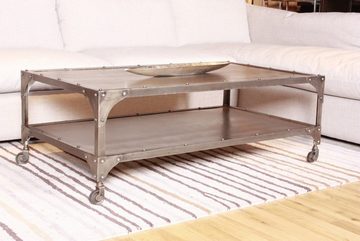 Kasper-Wohndesign Couchtisch Rika, im Vintage Industriedesign rollbar Metall grau