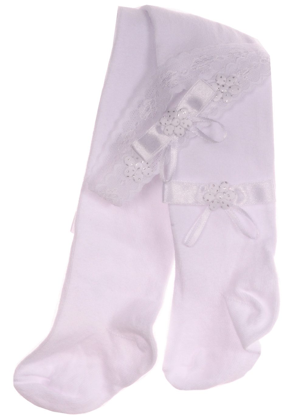 La Bortini Strumpfhose Zauberhaftes Strumpfhose Stirnband Set in Weiß mit Schleifchen mit Schleifchen