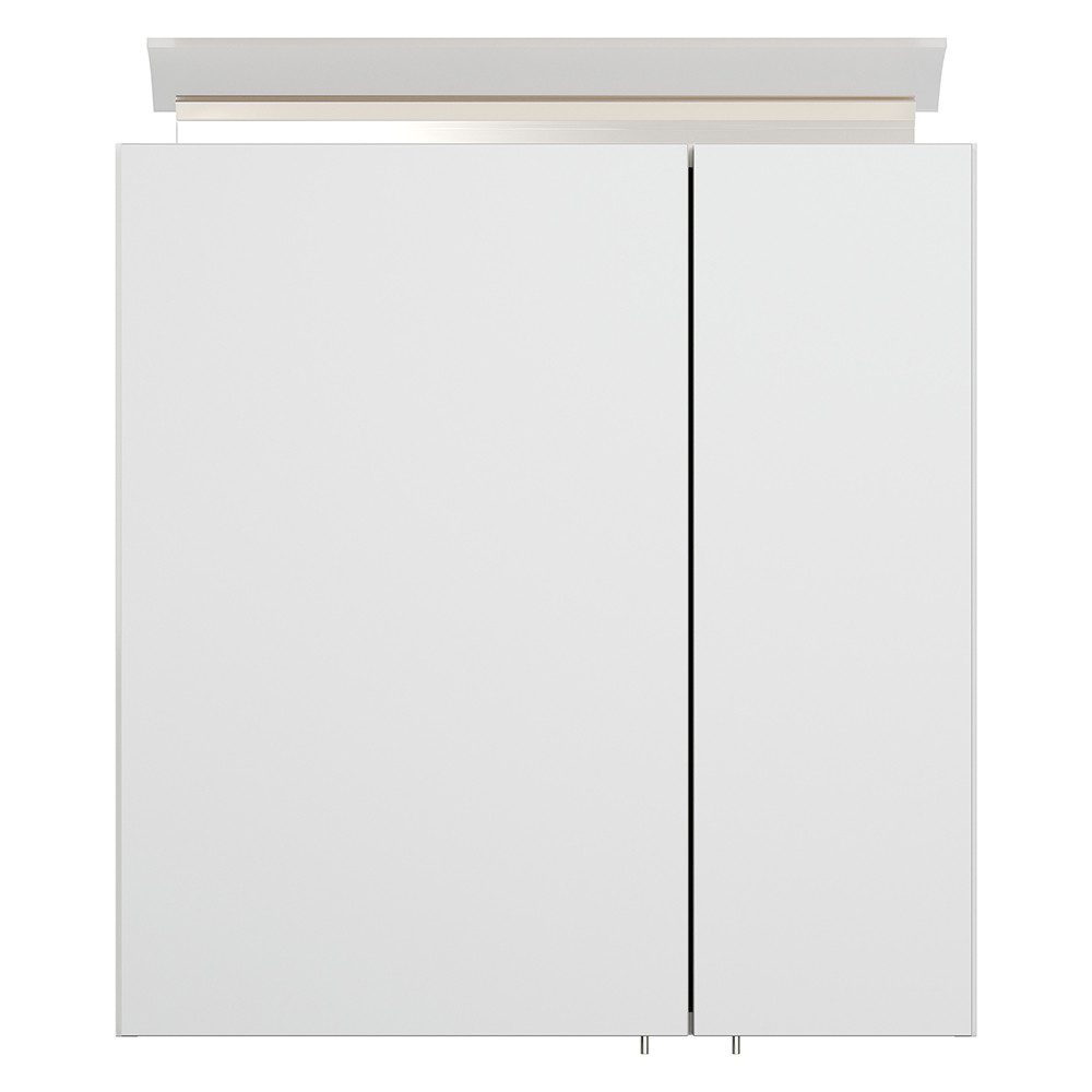 Lomadox Spiegelschrank BATLEY-02 60cm breit, weiß Hochglanz, LED-Leuchte, Kombibox