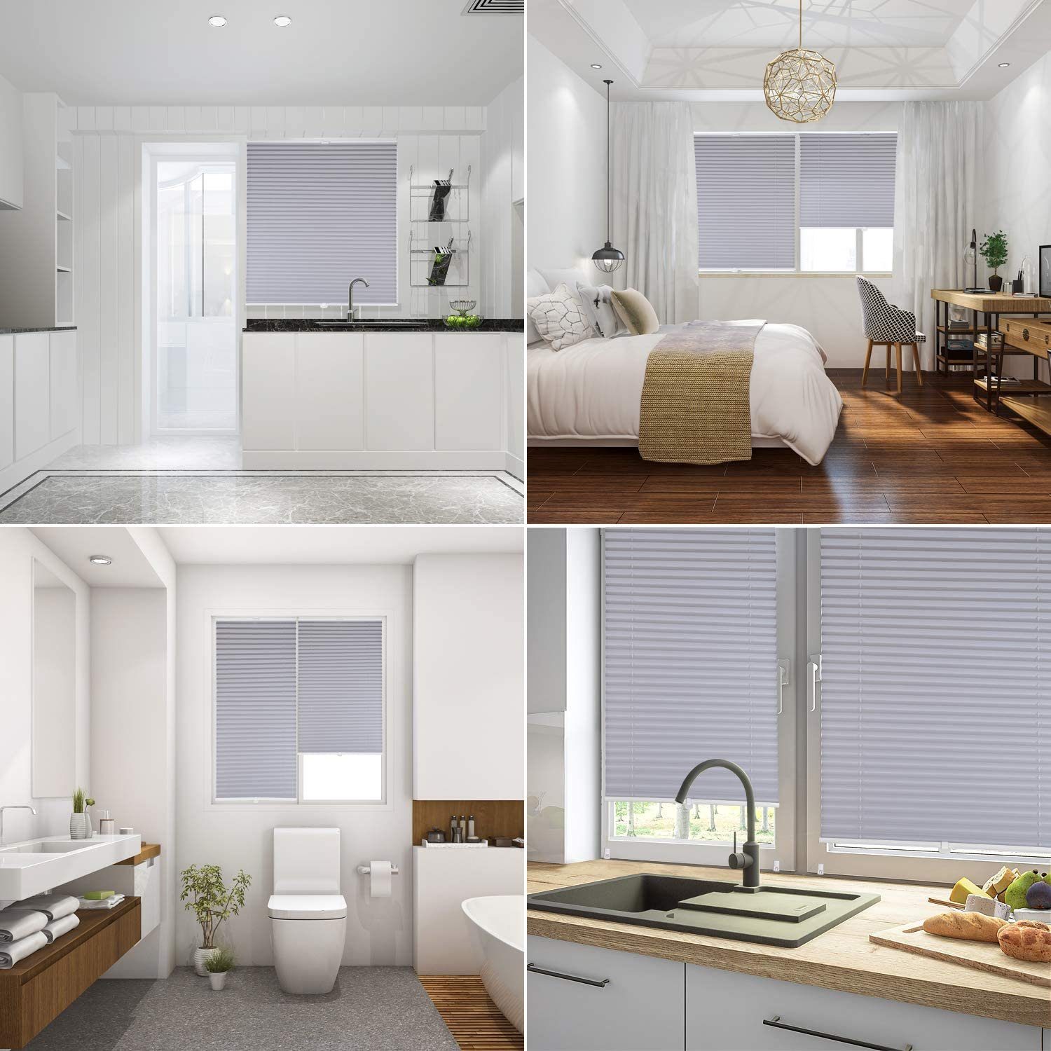 Sekey Plissee Plissee ohne Bohren lichtdurchlässig Rollo Faltrollo Hellgrau günstig online kaufen