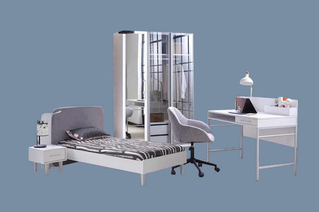 Möbel-Zeit Jugendzimmer-Set Modernes Jugendzimmer Set "Likya" in weiß