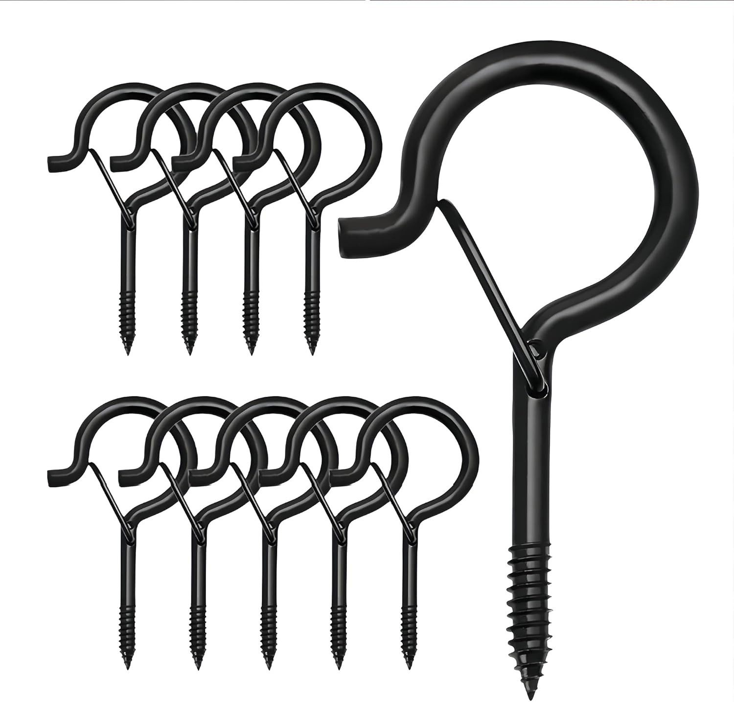 FELIXLEO Schraubhaken 10 Q Haken mit Sicherheitsöse Schraubhaken für Deko Schwarz, (1 St)