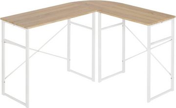 Woltu Schreibtisch, L-Form Eckschreibtisch Arbeitstisch, aus Holz und Stahl