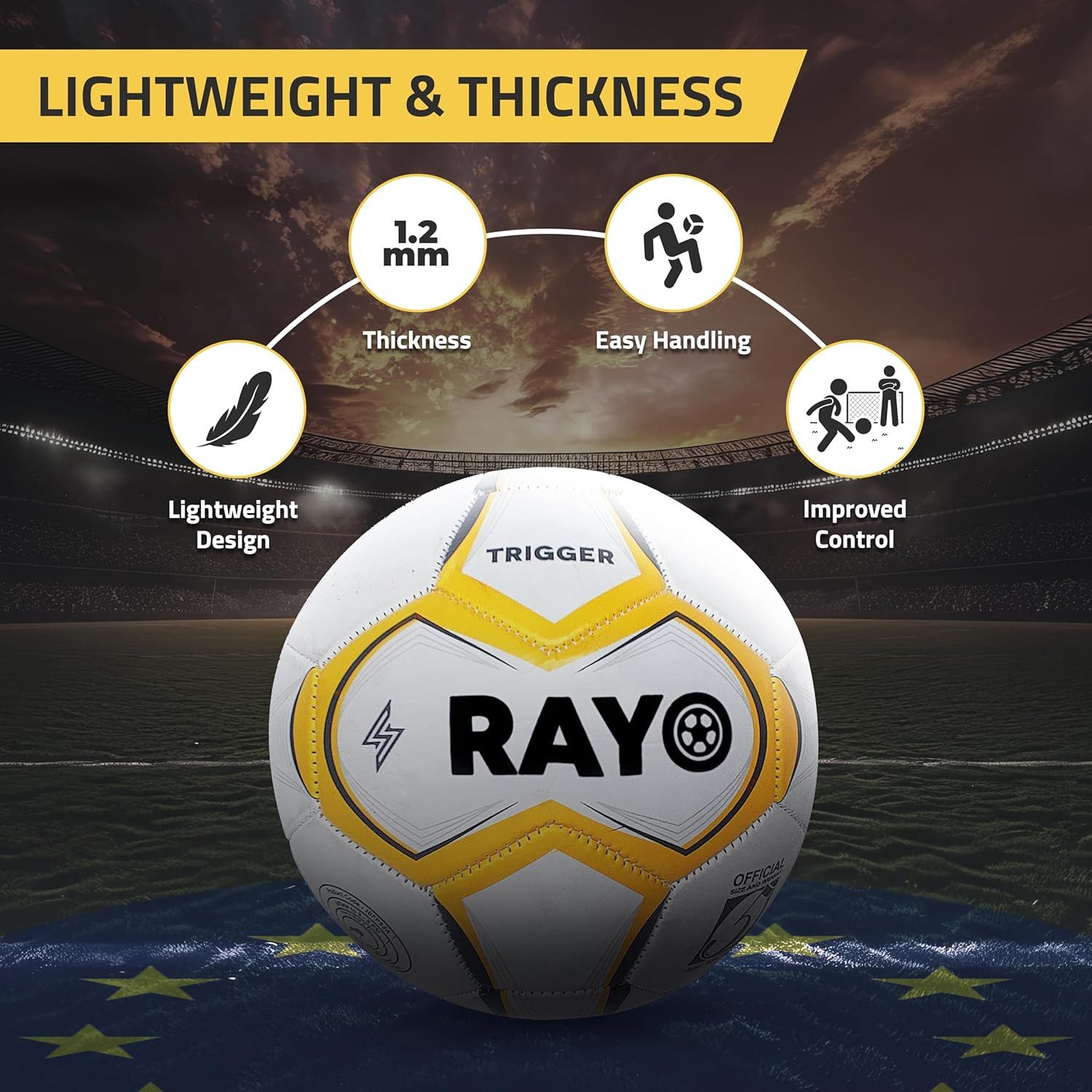 Rayo Football Trigger Machine Stitched Fußball Für Männer und Frauen (IN BOX : 1 * Größe 5 Fußball, Fußball ist für Training und Freizeit Zweck), Diese leichte 1,2 MM Dicke