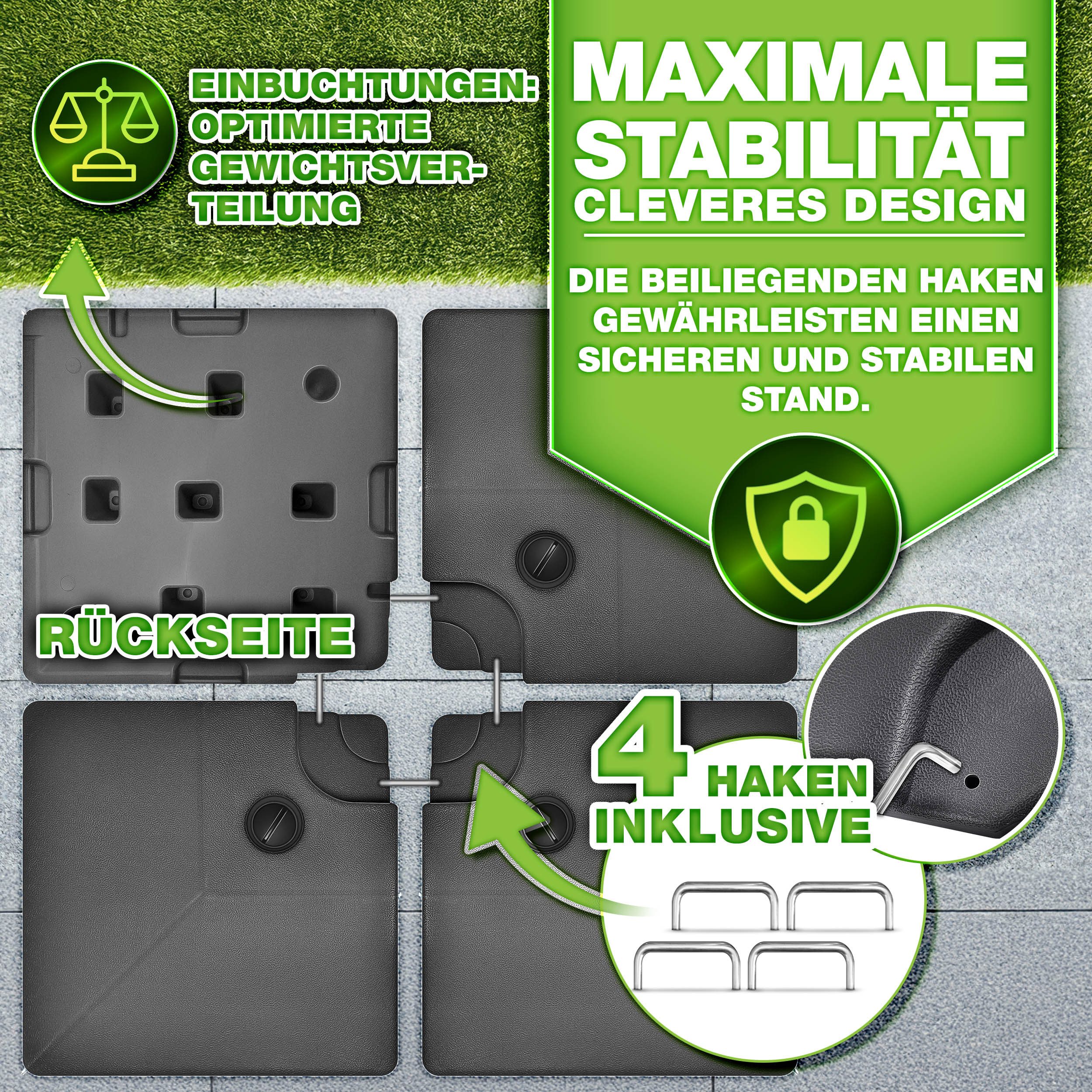 tillvex Sonnenschirm tillvex® Sonnenschirmständer 90L / 120kg Schirmständer Schirmgewicht, Schirmständer Ampelschirmständer wetterfest, inkl. Metallverbinder Sc – Bild 5 von 5