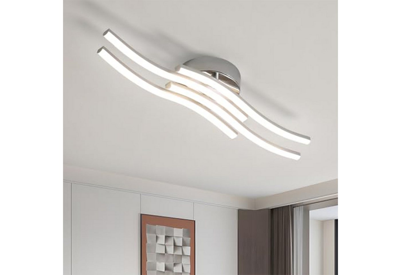 Riserva LED Dekolicht LED Deckenleuchte Silber 24W 4000K moderne Deckenlampe, LED wechselbar