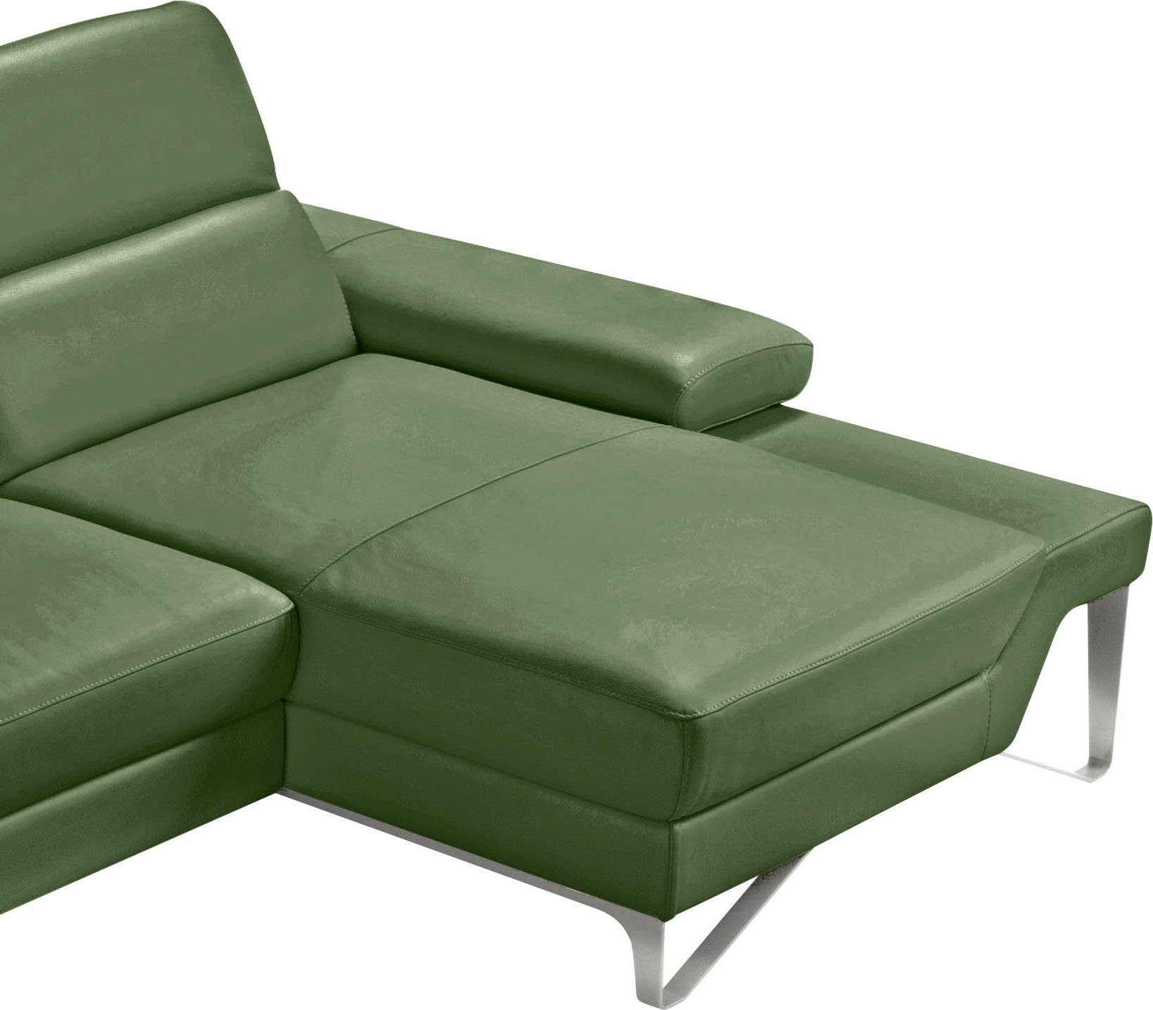 Egoitaliano Ecksofa Princess, elegantes Designsofa mit erstklassigem Sitzkomfort, L-Form, mit Recamiere, inkl. Kopfteilverstellung, edle Designmetallfüße