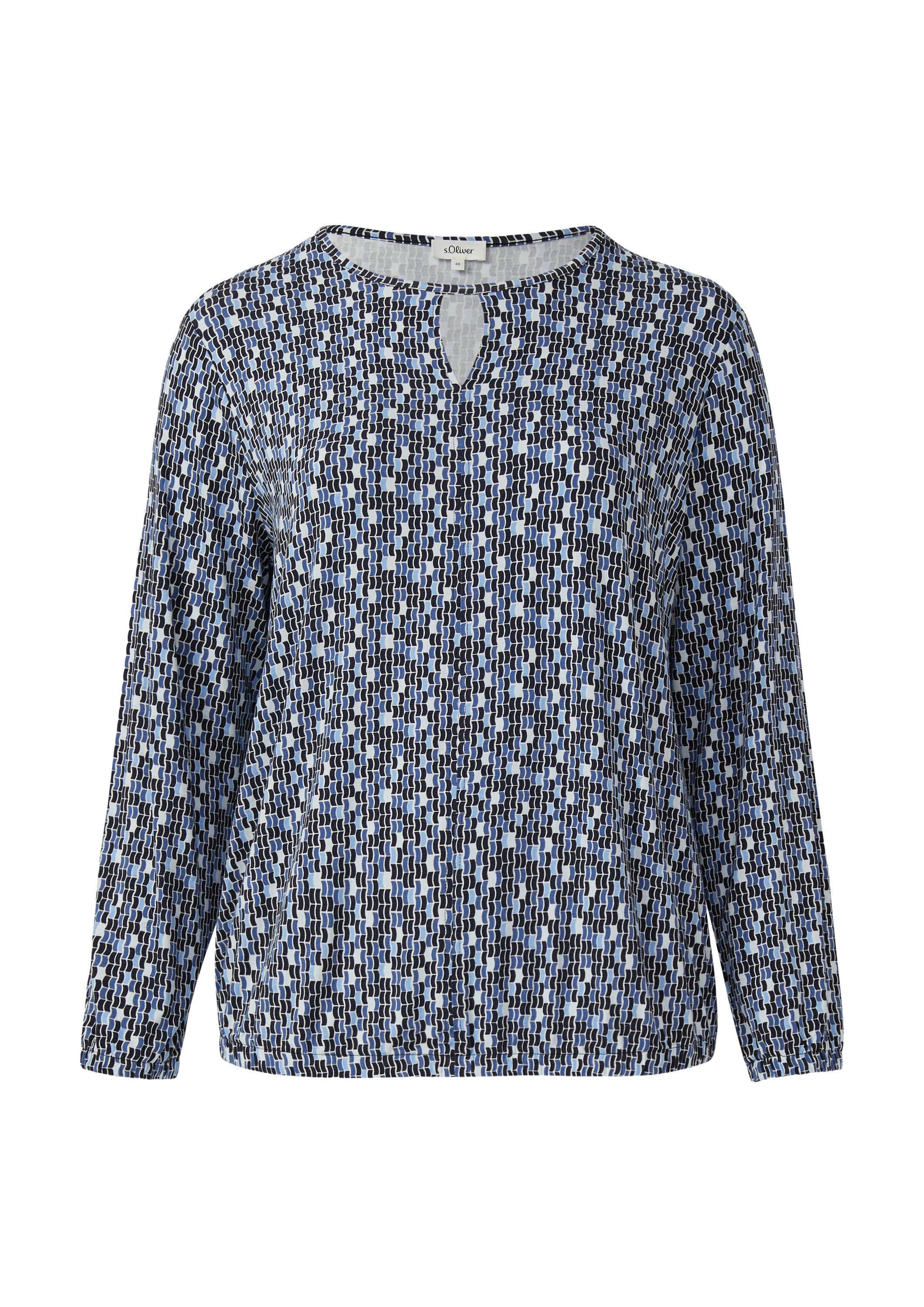 s.Oliver Langarmshirt T-Shirt T-Shirt mit All-over-Print und Elastikbündche günstig online kaufen