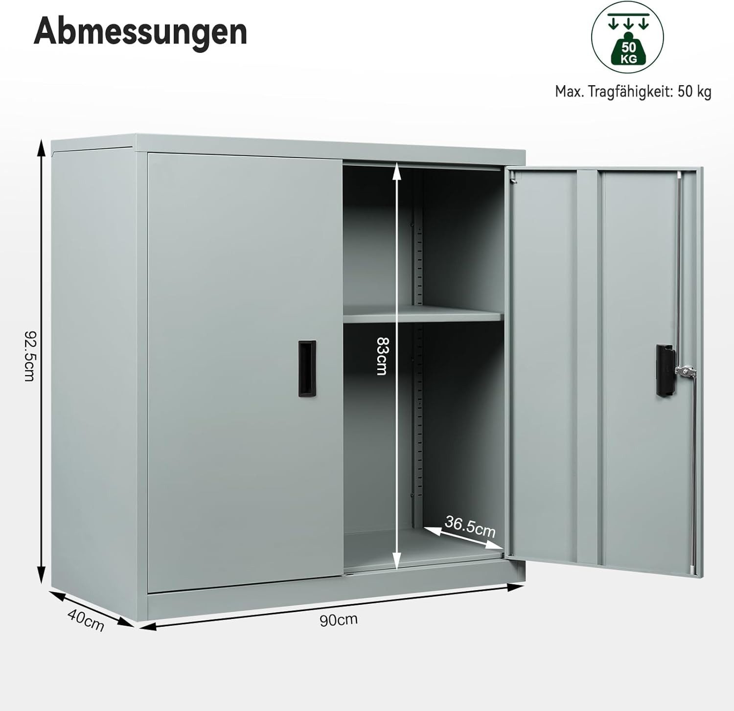 Woltu Aktenschrank (1-St) abschließbar, Ordnerschrank mit Schloss, Büroschrank Metall – Bild 3 von 5