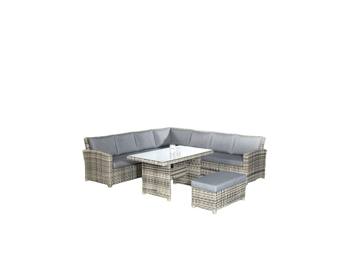 Natur24 Gartenlounge-Set Toledo Lounge Gruppe Gartenmöbel mit 1 Ecksofa, 1 Tisch und 1 Bank