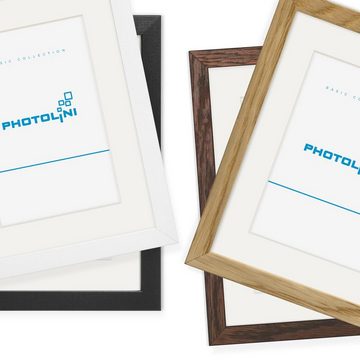 PHOTOLINI Bilderrahmen 2er Set Echtholz mit Passepartout, Made in EU, Acrylglas, mit Zubehör