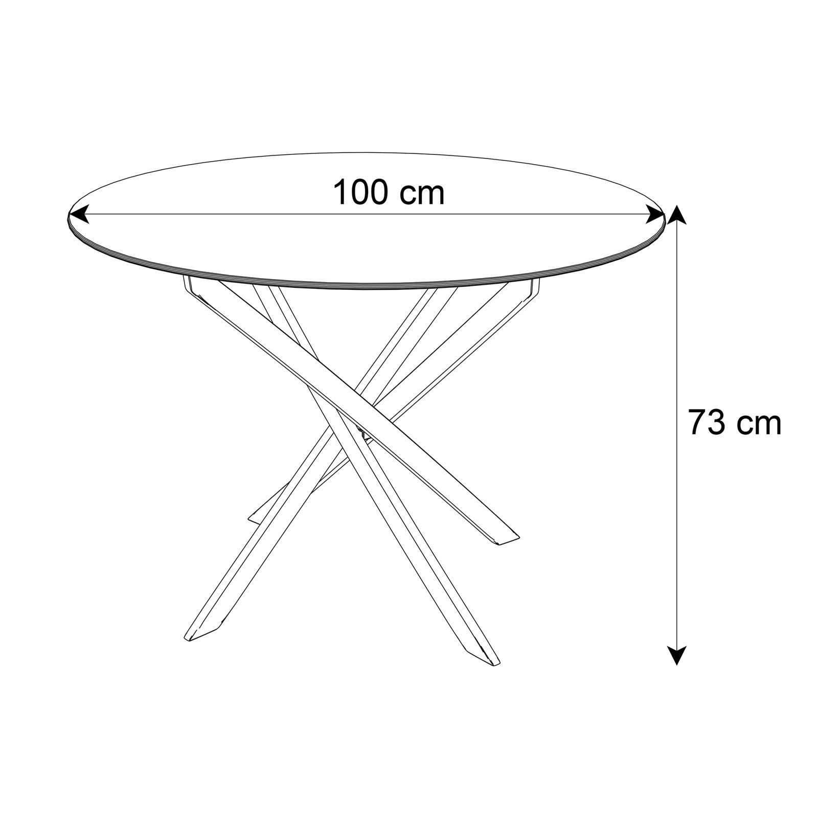 Lookway Esstisch CRISTAL 100 cm Runder Esstisch mit Glasplatte, Durchmesser Ø 100 cm, Höhe: 73 cm – Bild 5 von 5
