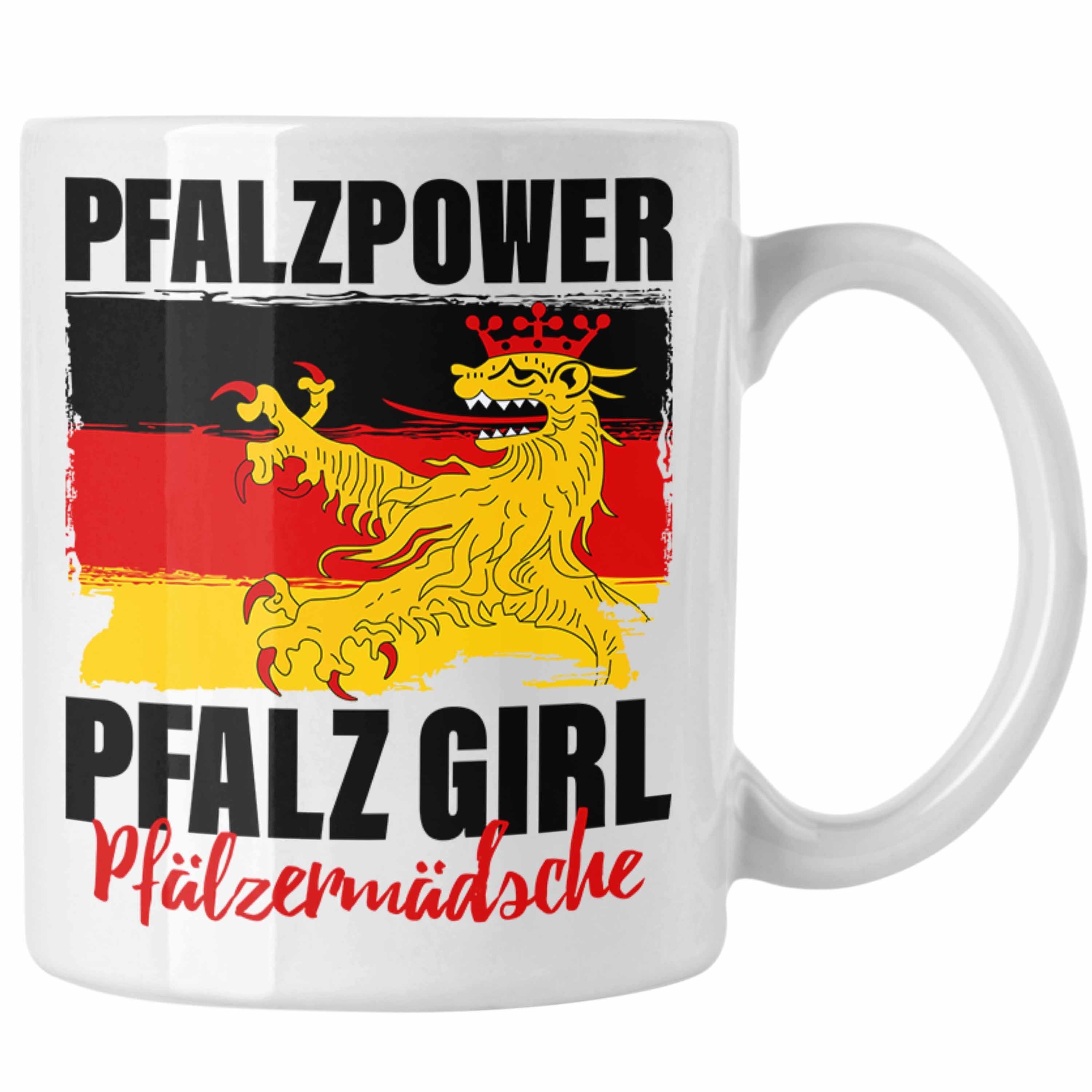 Trendation Tasse Pfalzpower Tasse Geschenk Frauen Pfalz Girl Pfalzmädsche Weiss