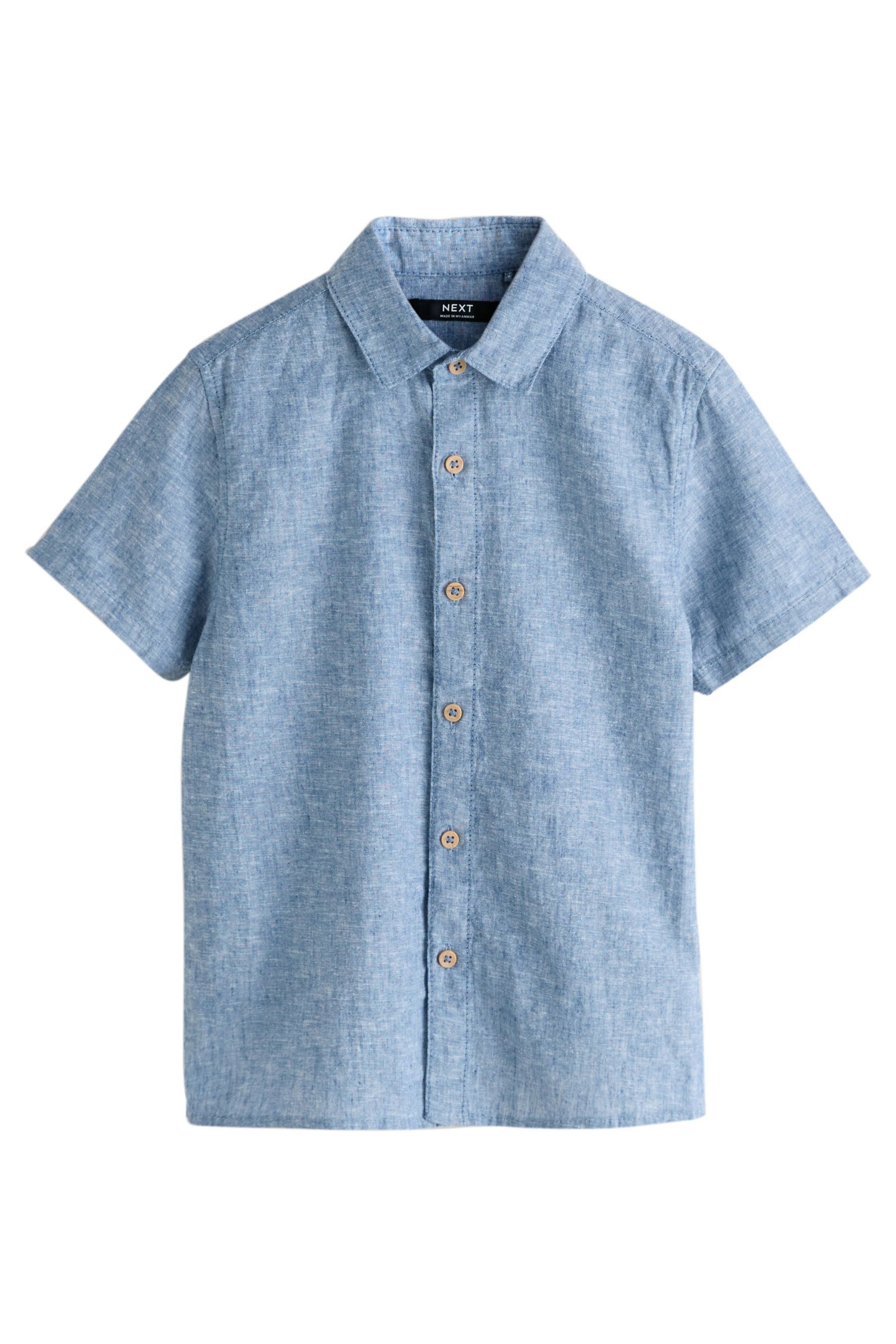 Next Kurzarmhemd Kurzärmliges Hemd aus Leinengemisch (1-tlg)