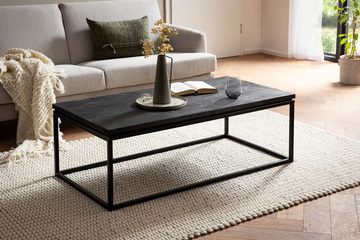 Wohnling Couchtisch WL6.987 (120x60x40 cm Sofatisch Massivholz Metall Schwarz), Wohnzimmertisch Rechteckig, Kaffeetisch Modern