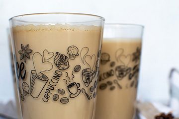 Sendez Latte-Macchiato-Glas 6 Latte Macchiato Gläser 310ml Kaffeegläser Teegläser, Aufdruck-Schwarz